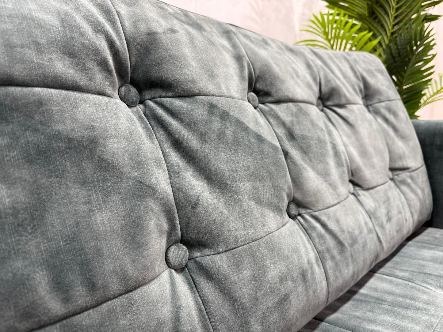 Umix Grijs/Groene Velvet Banken Set