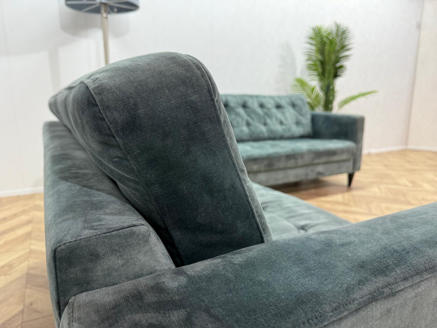 Umix Grijs/Groene Velvet Banken Set