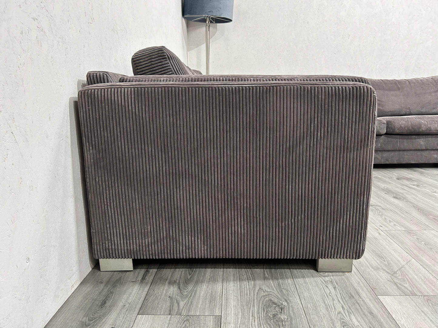 2x Verkocht Antraciet Ribstof Hoekbank ~ Nieuwstaat - Banken Bazaar