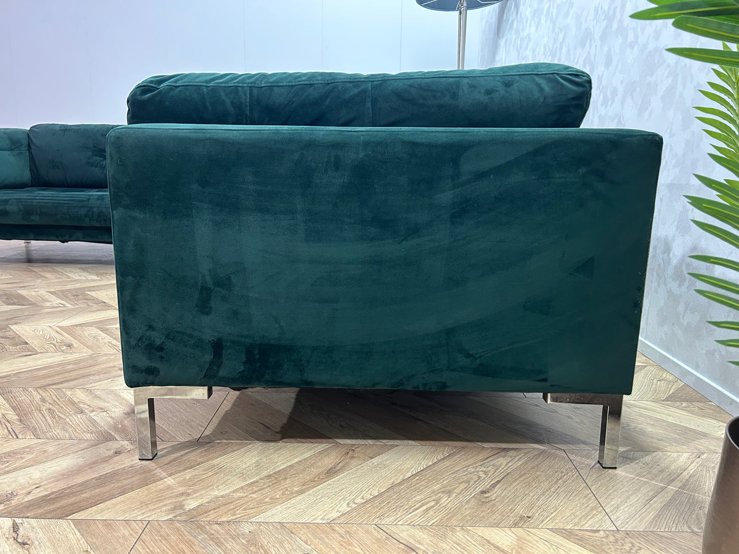Groene Velvet Hoekbank ~ Losse Kussens Met Afneembare Hoezen