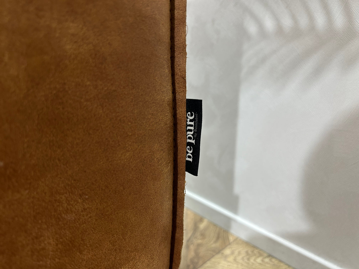 Be Pure Cognac Bruine Suède Leren 3-Zits Bank Inc. Hocker