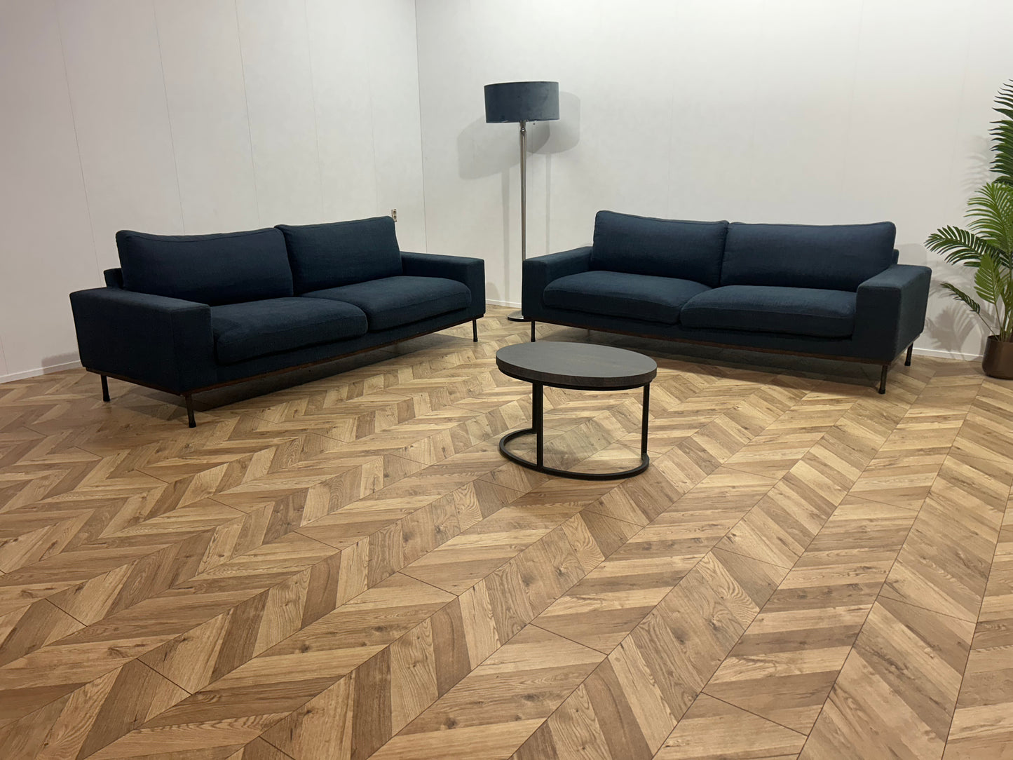 Donker Blauwe Banken Set ~ Losse Kussens Met Afneembare Hoezen