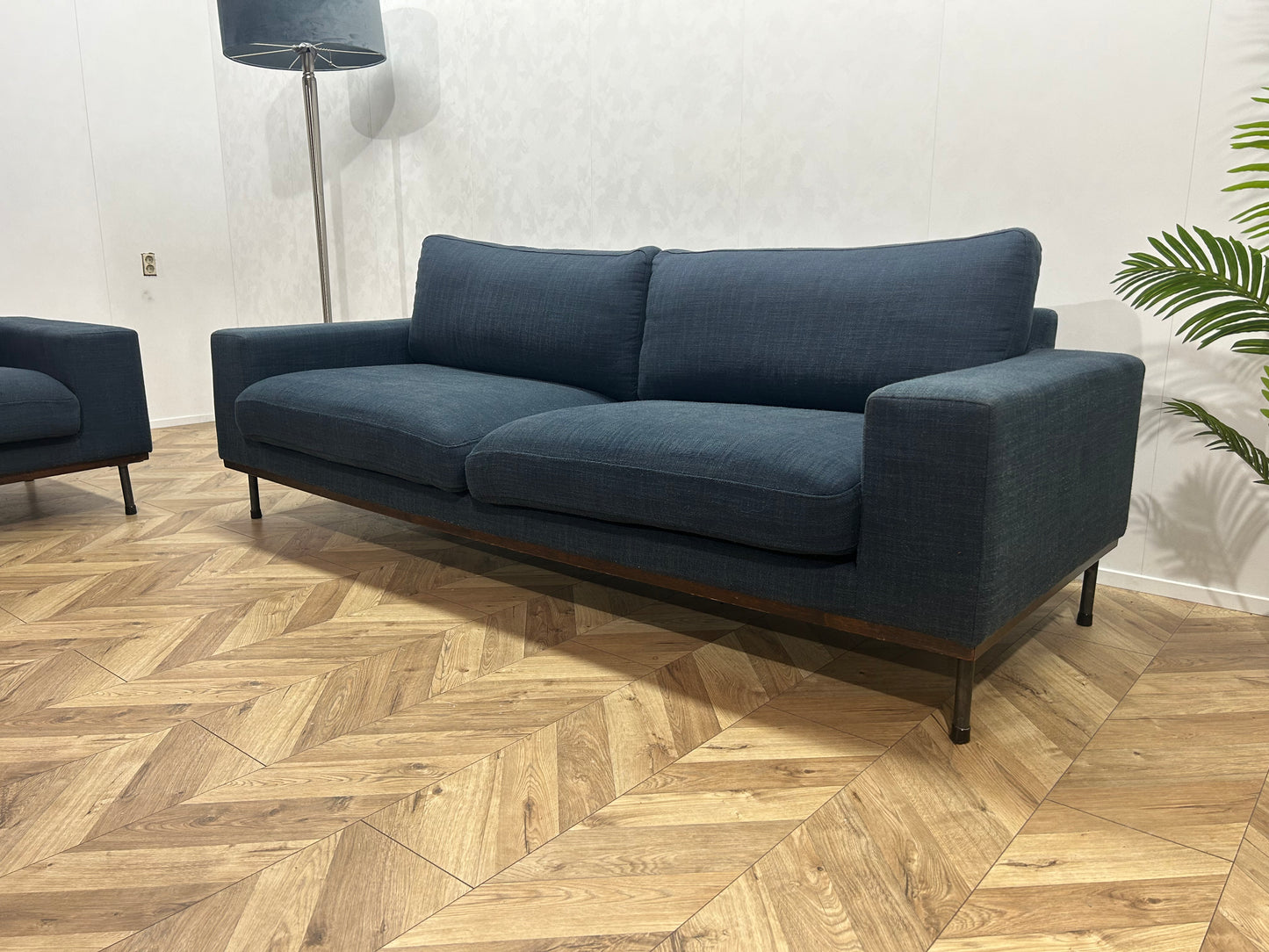 Donker Blauwe Banken Set ~ Losse Kussens Met Afneembare Hoezen