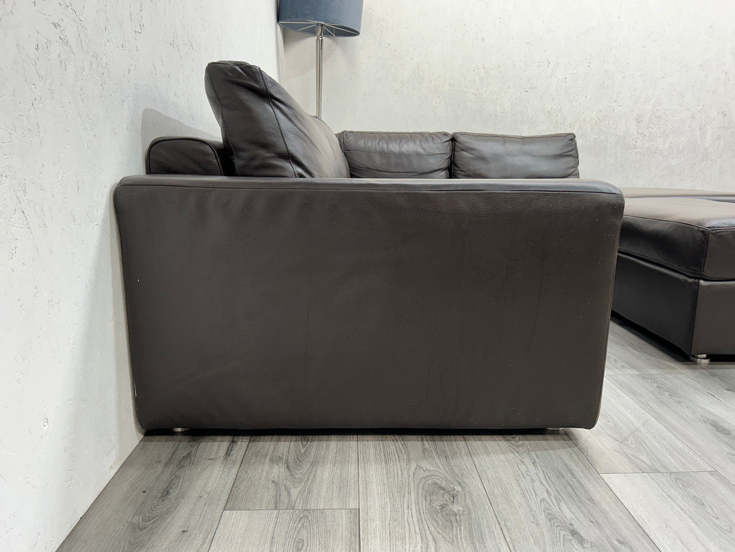 Goossens Echt Lederen Bruine Hoekbank ~ Hocker - Banken Bazaar