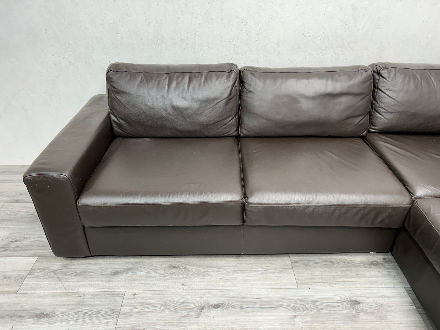 Goossens Echt Lederen Bruine Hoekbank ~ Hocker - Banken Bazaar