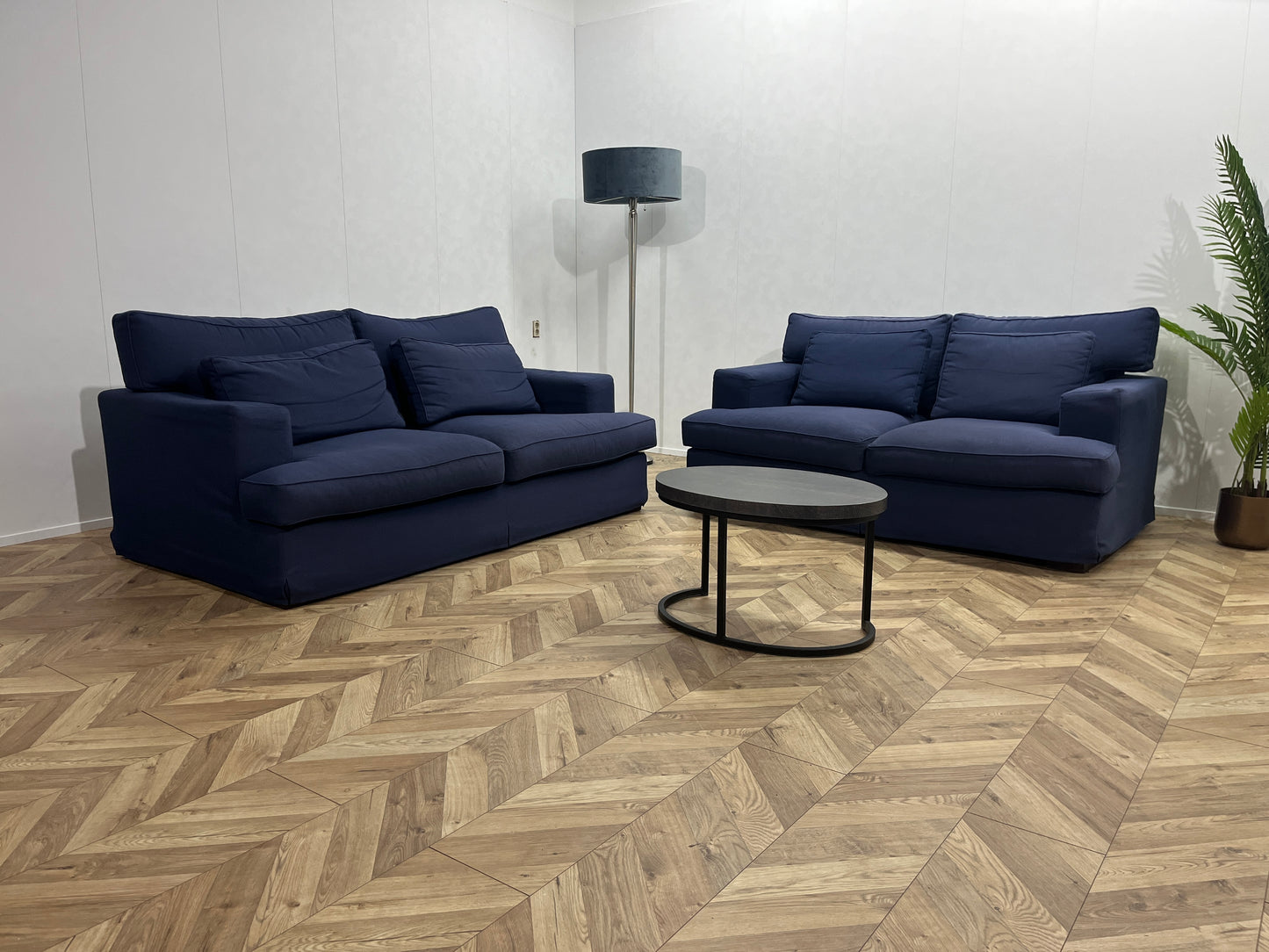 Blauwe Banken Set ~ Losse Kussens Met Afneembare Hoezen