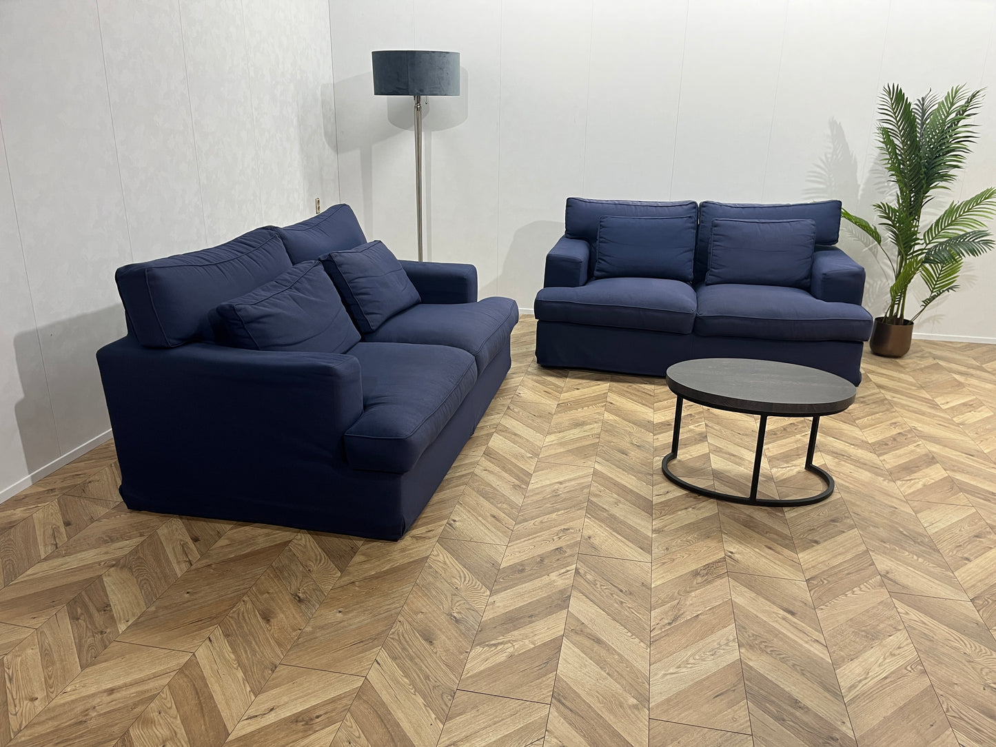 Blauwe Banken Set ~ Losse Kussens Met Afneembare Hoezen