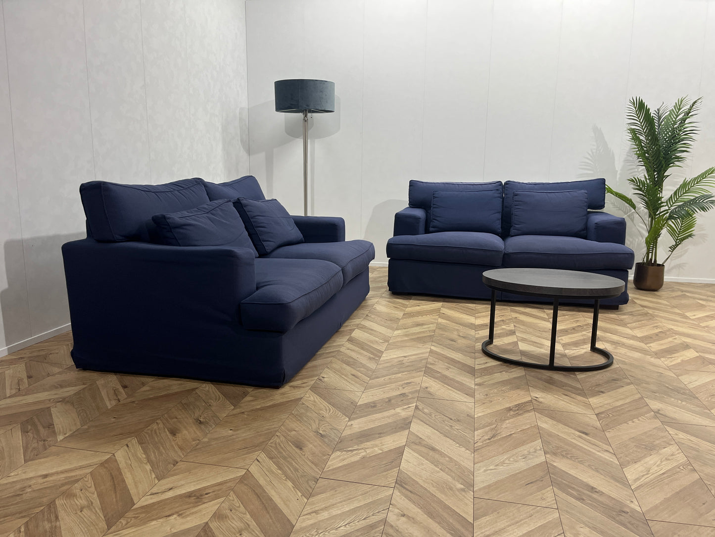 Blauwe Banken Set ~ Losse Kussens Met Afneembare Hoezen