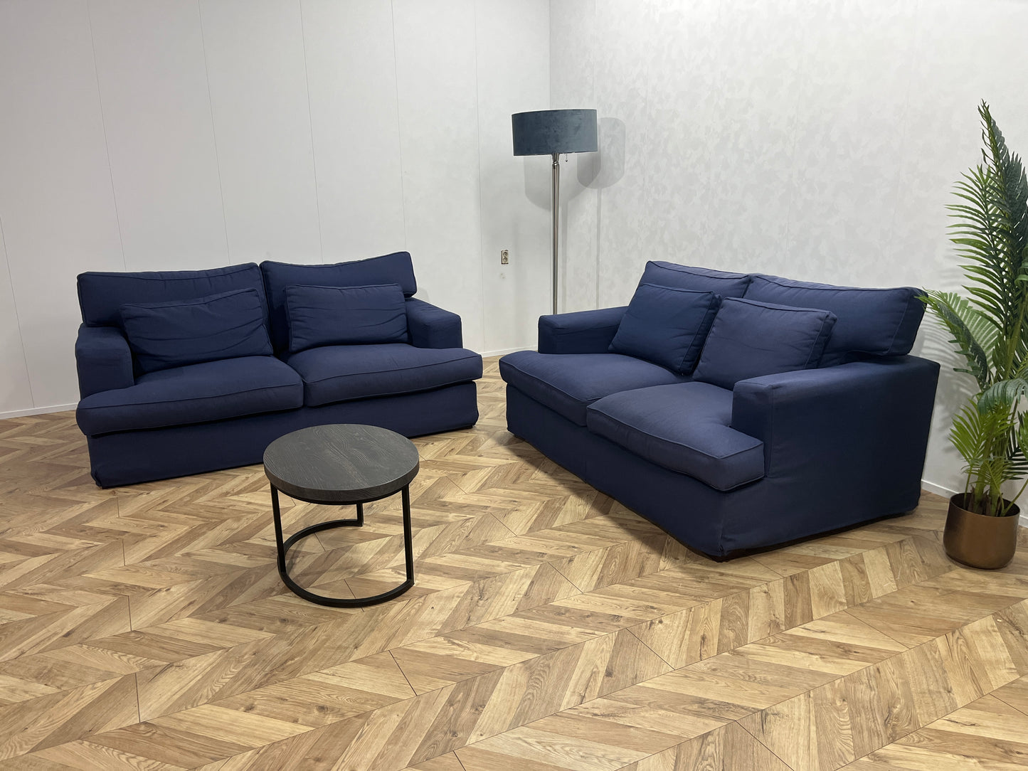 Blauwe Banken Set ~ Losse Kussens Met Afneembare Hoezen