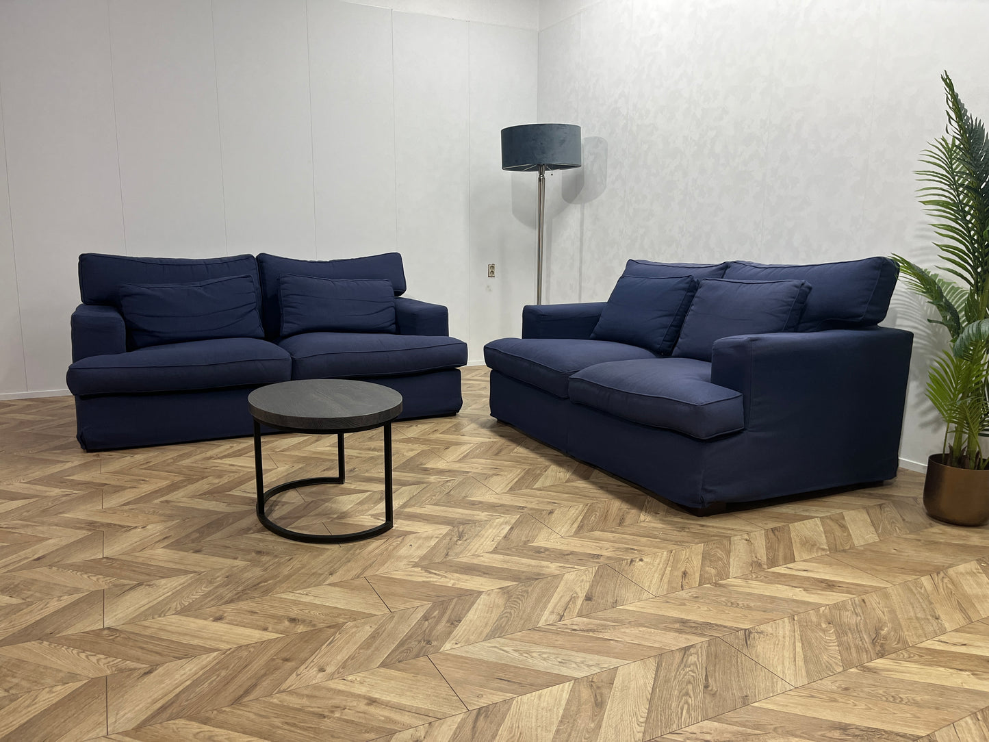 Blauwe Banken Set ~ Losse Kussens Met Afneembare Hoezen