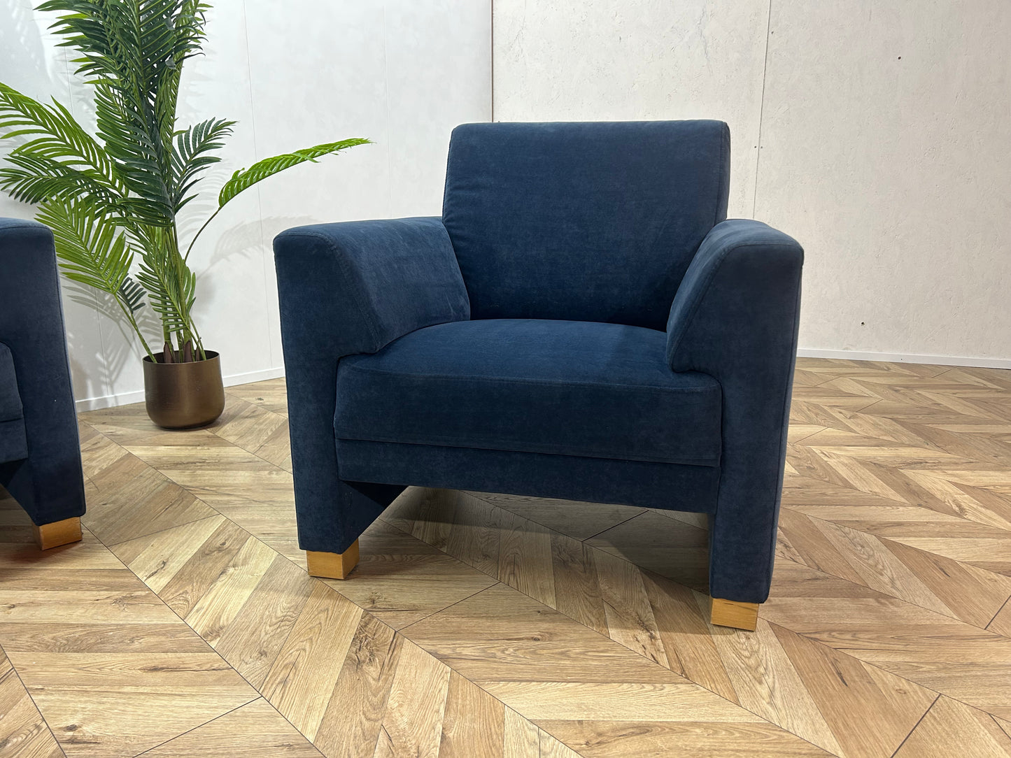 Donker Blauwe Banken Set Inc. Fauteuil ~ Vaste Kussens