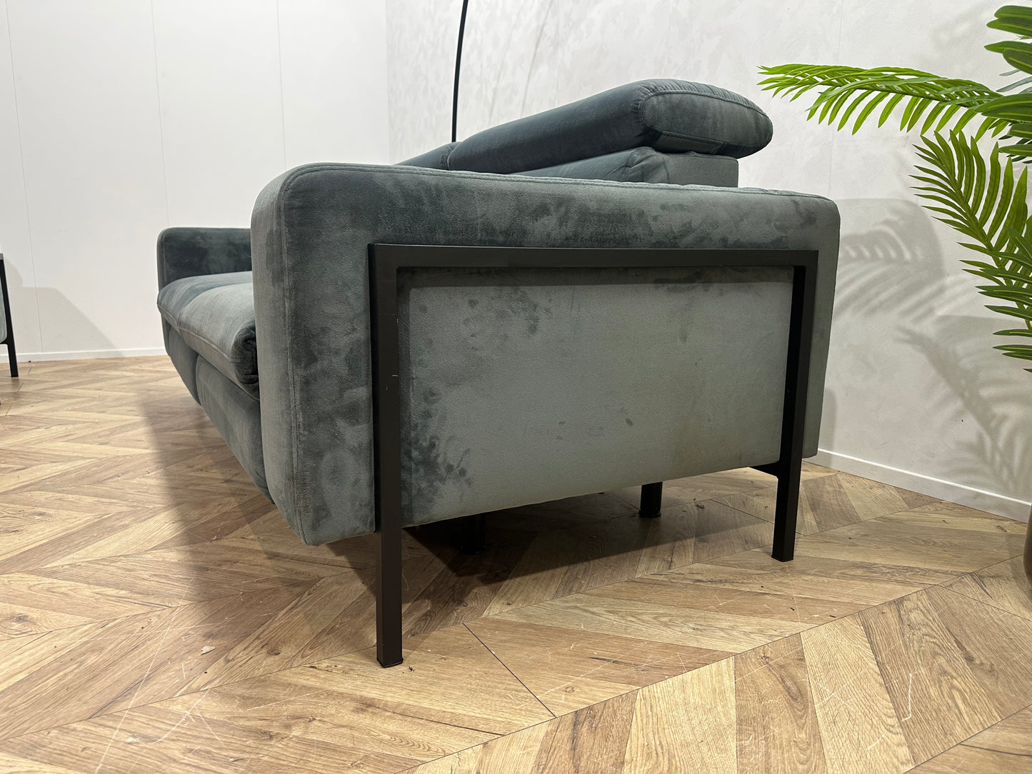 Feelings Elektrisch Verstelbare Blauw/Grijze Velvet 2,5-Zits Bank ~ Groen/Grijze Velvet Fauteuil