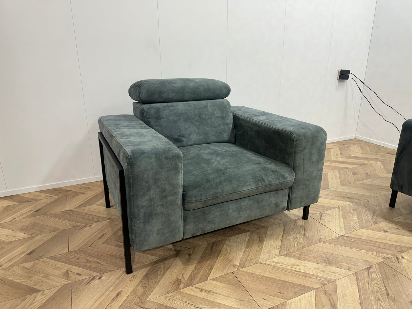 Feelings Elektrisch Verstelbare Blauw/Grijze Velvet 2,5-Zits Bank ~ Groen/Grijze Velvet Fauteuil
