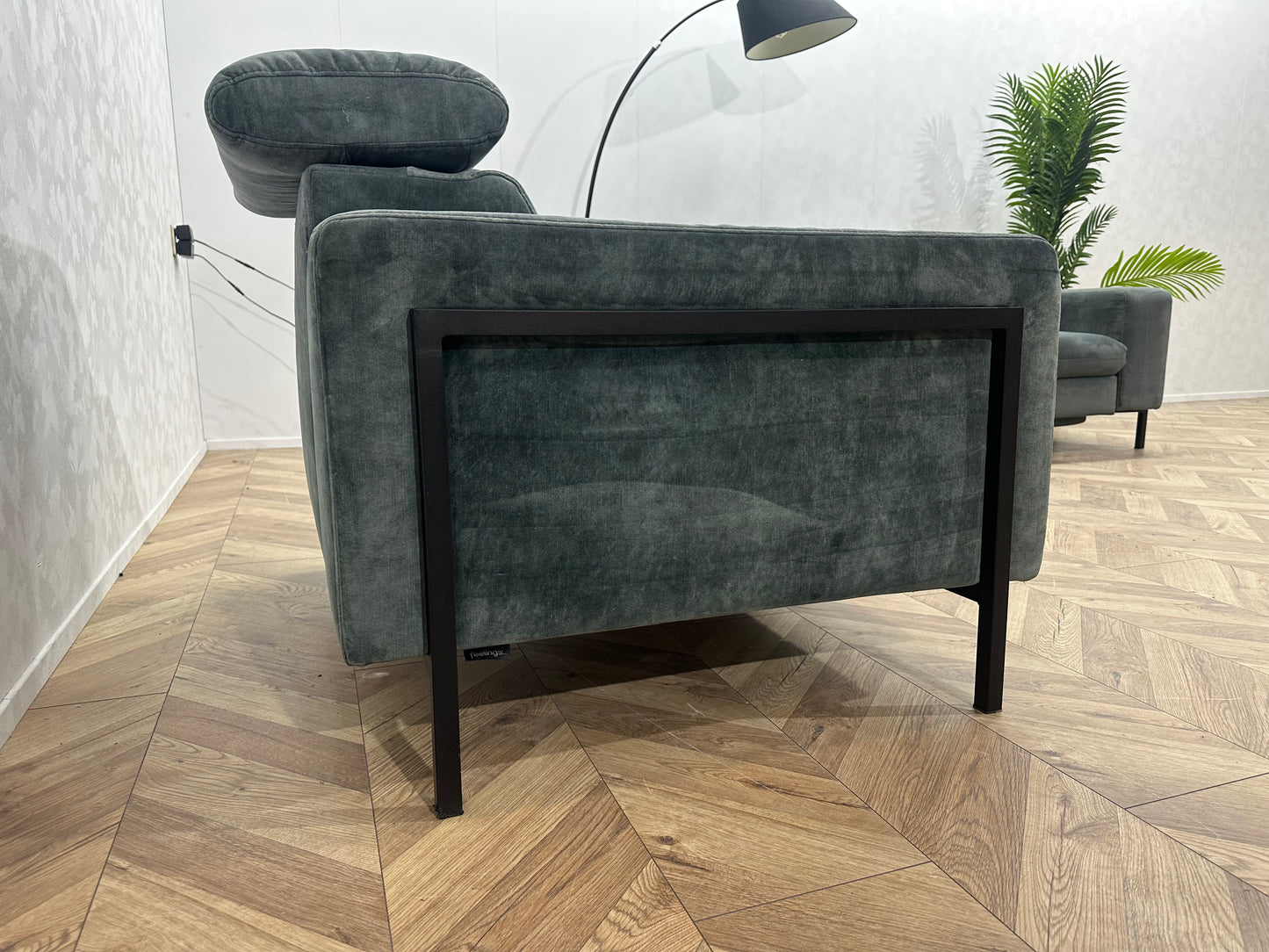 Feelings Elektrisch Verstelbare Blauw/Grijze Velvet 2,5-Zits Bank ~ Groen/Grijze Velvet Fauteuil