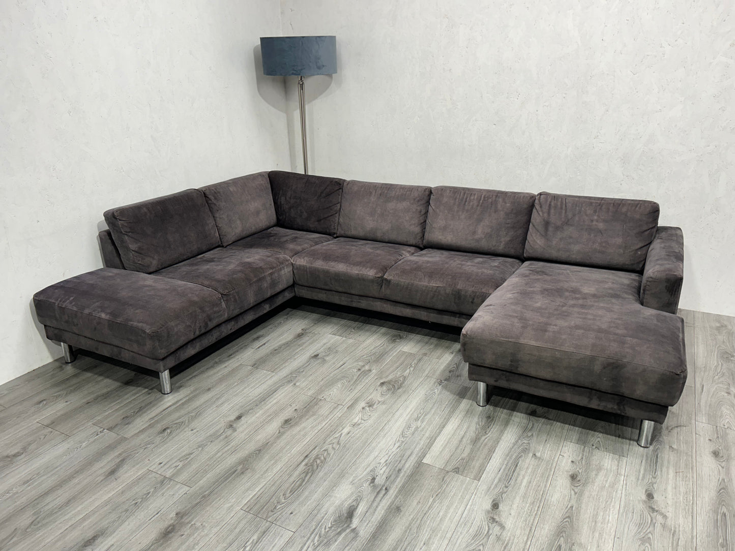 Antraciet Velvet U Bank ~ Losse Rugkussens Met Afneembare Hoezen