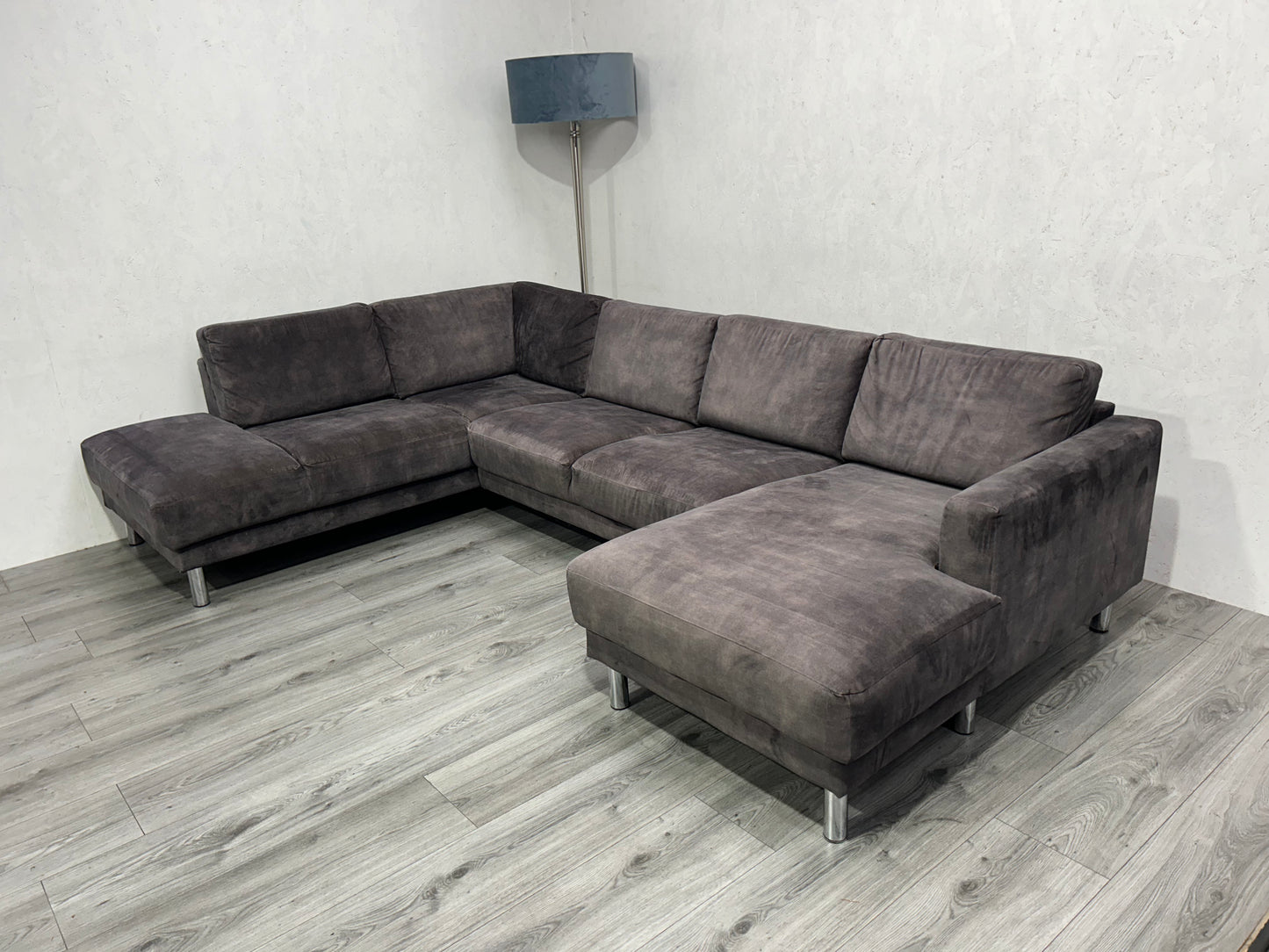 Antraciet Velvet U Bank ~ Losse Rugkussens Met Afneembare Hoezen