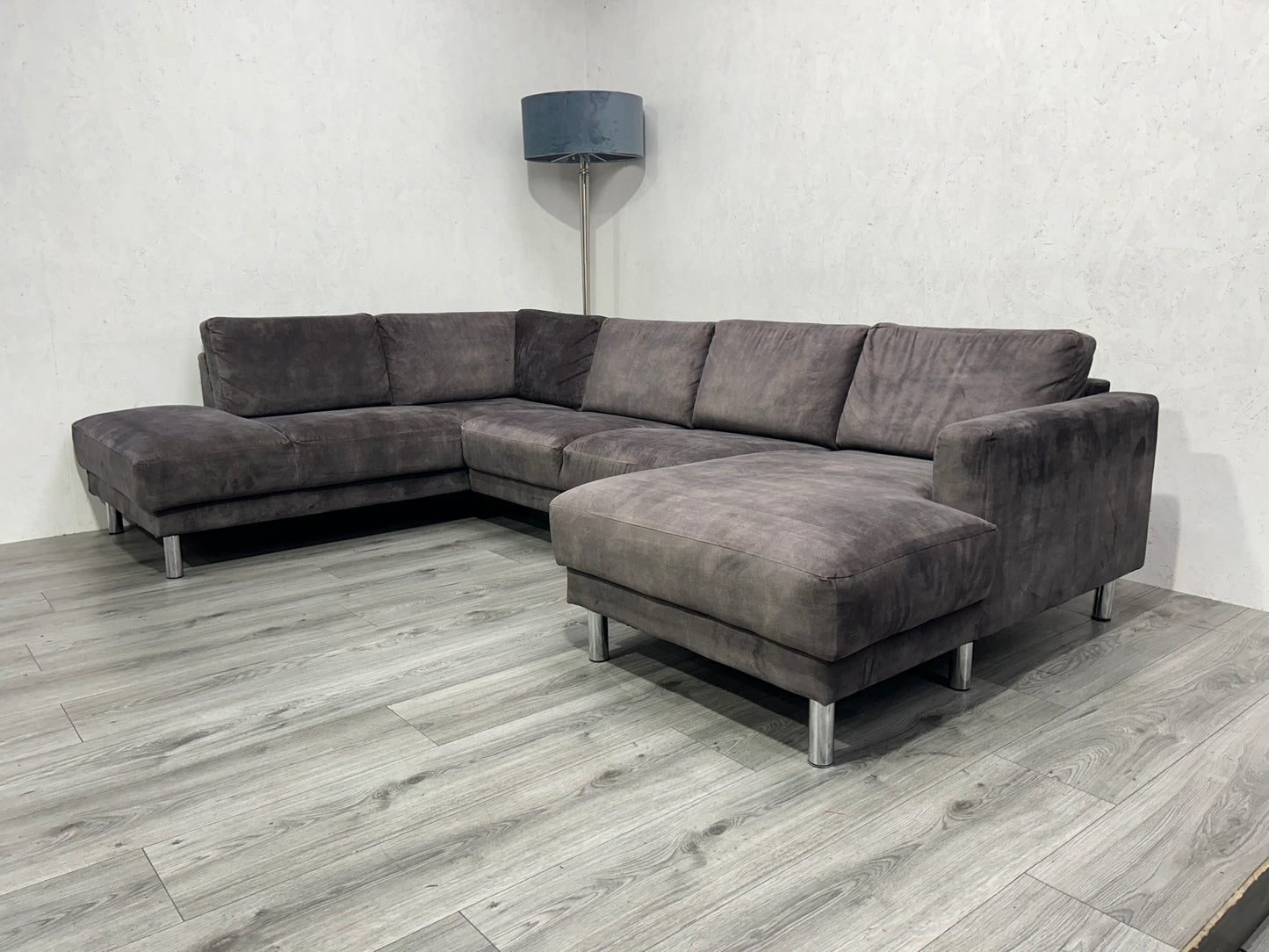 Antraciet Velvet U Bank ~ Losse Rugkussens Met Afneembare Hoezen