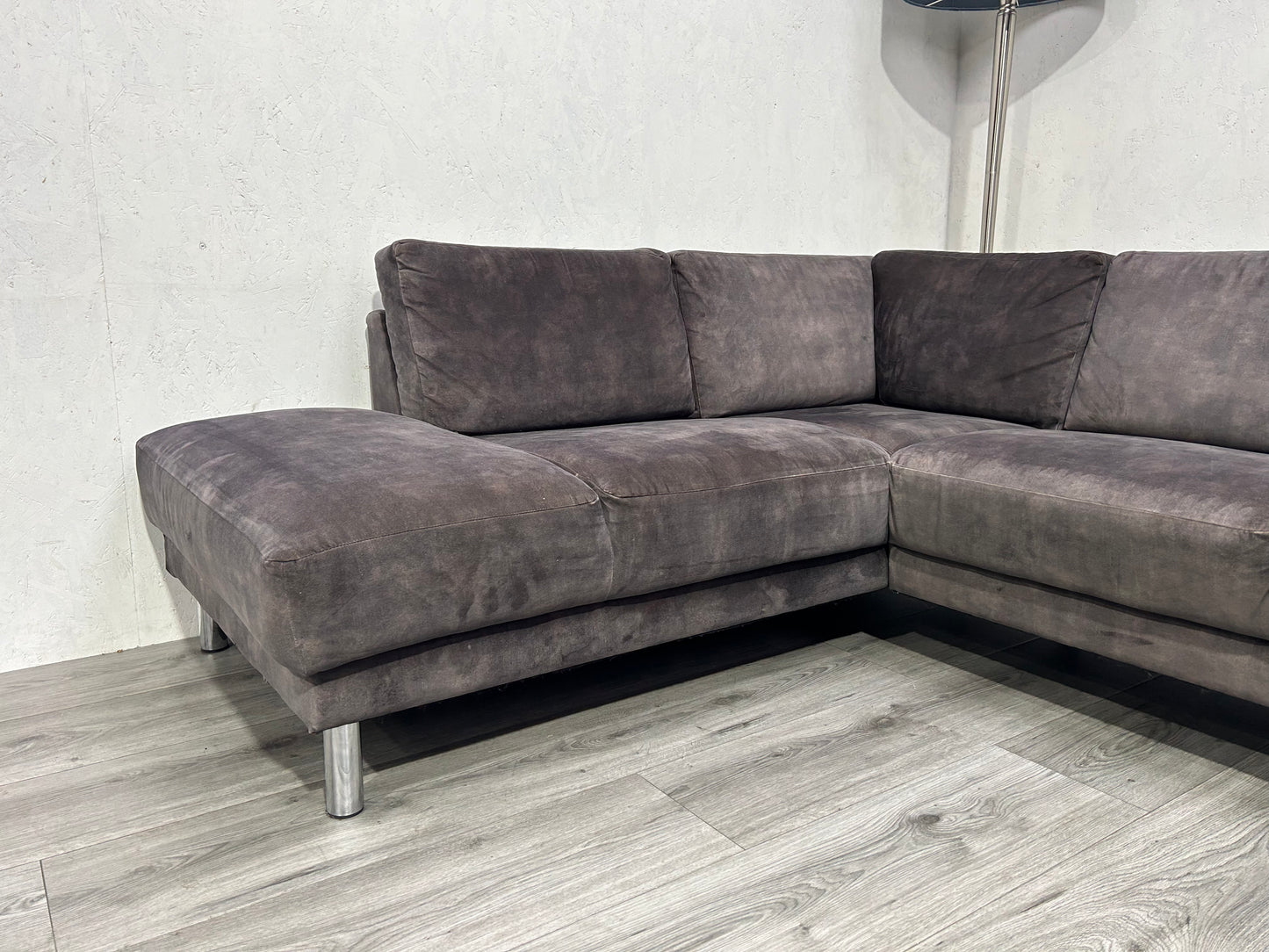 Antraciet Velvet U Bank ~ Losse Rugkussens Met Afneembare Hoezen