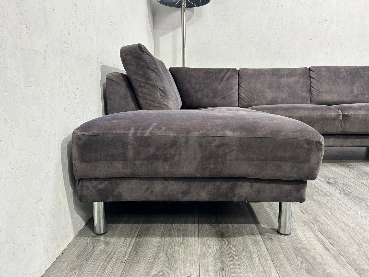 Antraciet Velvet U Bank ~ Losse Rugkussens Met Afneembare Hoezen