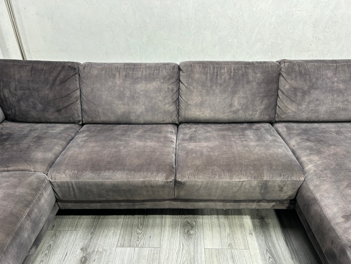 Antraciet Velvet U Bank ~ Losse Rugkussens Met Afneembare Hoezen