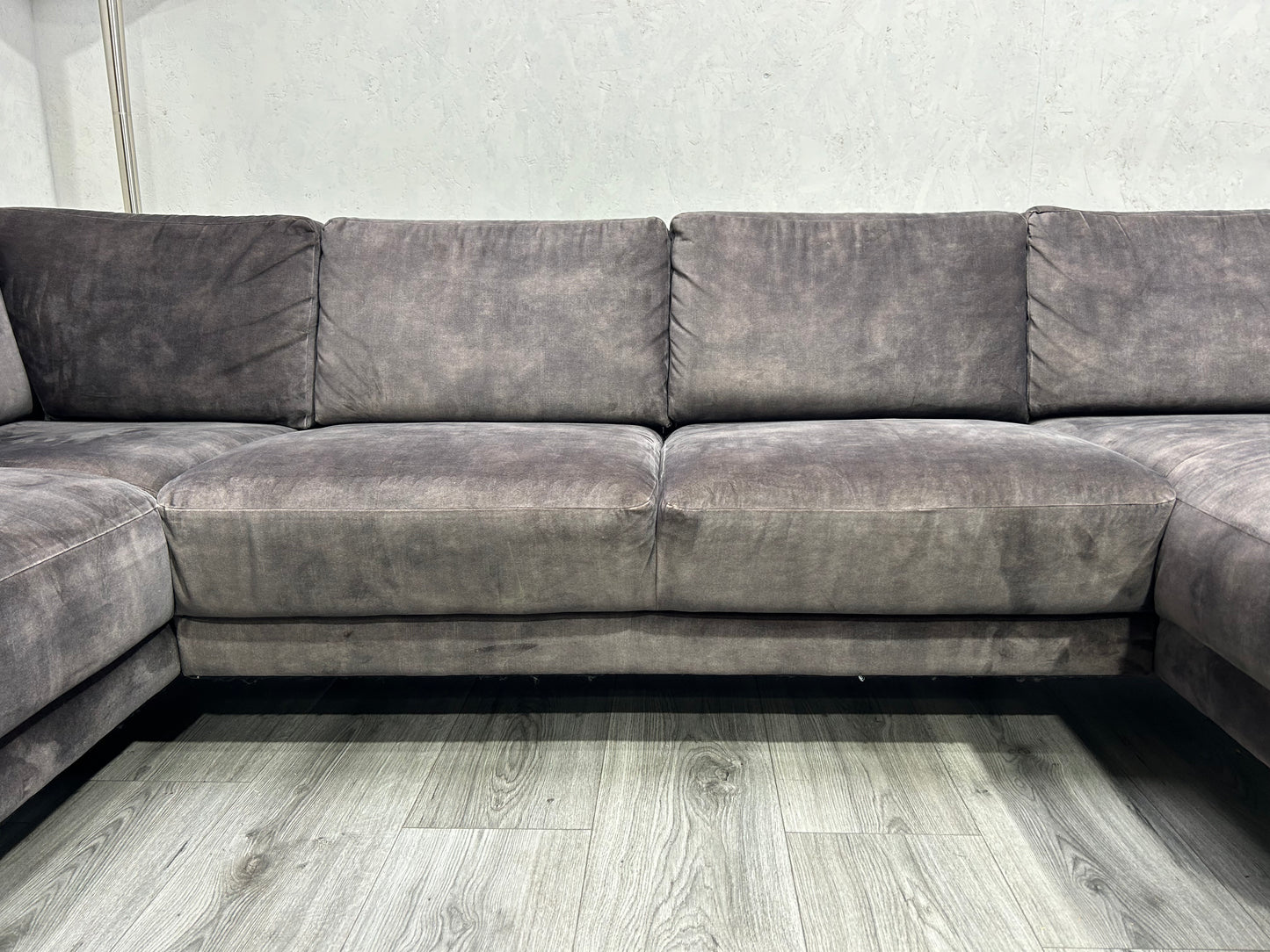 Antraciet Velvet U Bank ~ Losse Rugkussens Met Afneembare Hoezen