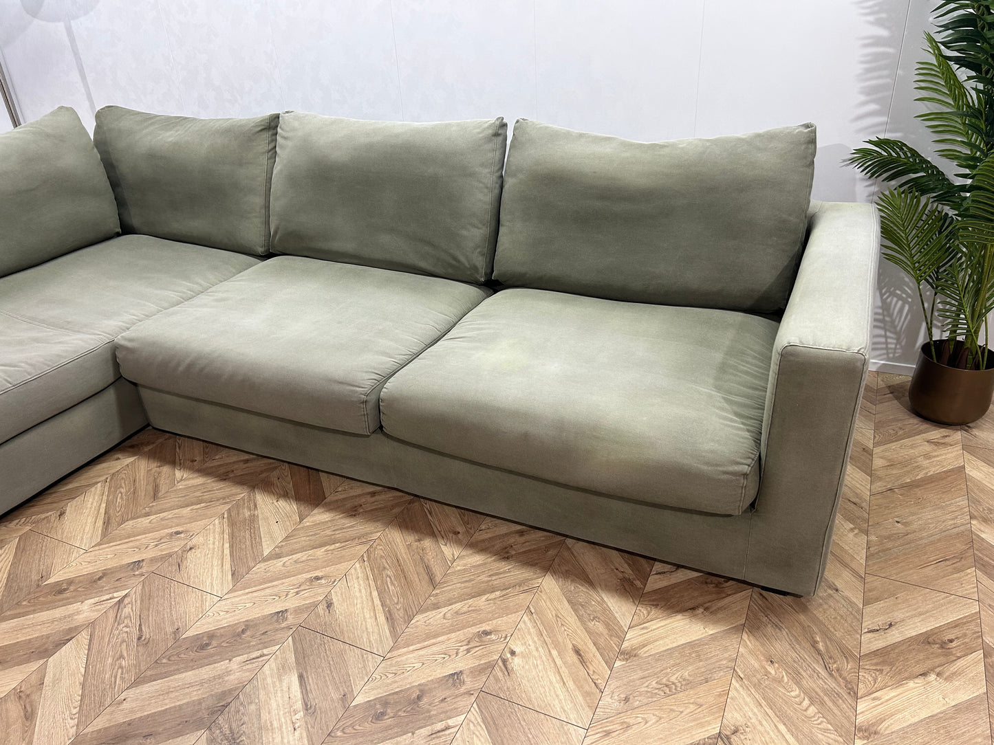 Lifestyle Licht Grijs/Groene Hoekbank ~ Losse Kussens Met Afneembare Hoezen