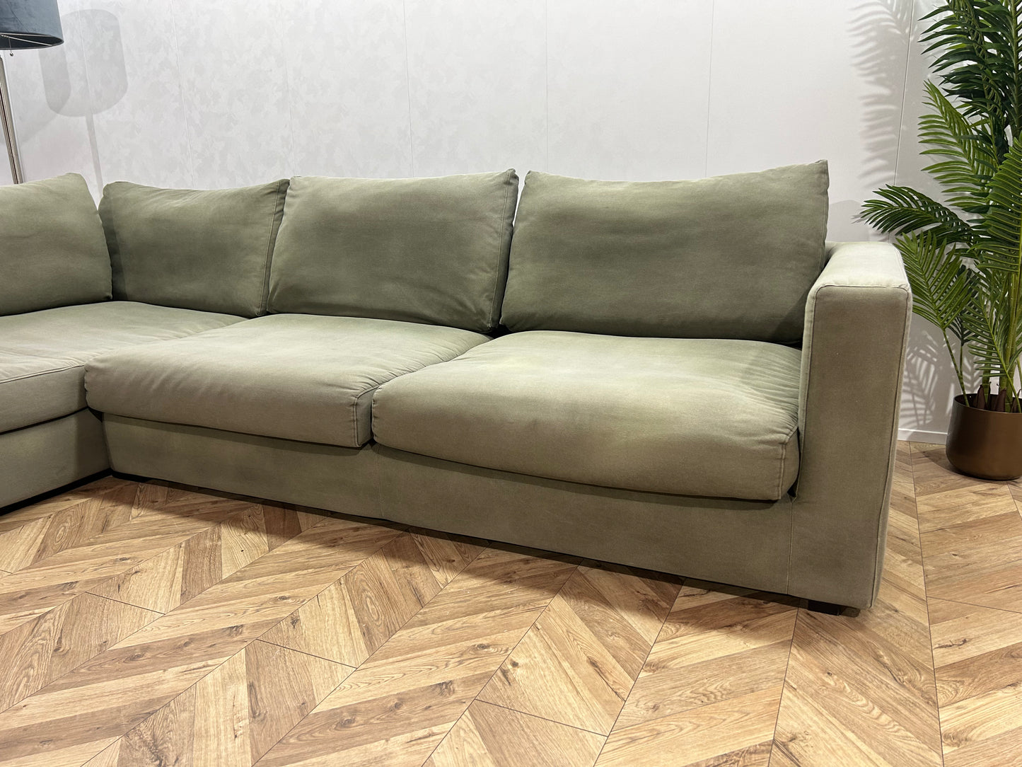 Lifestyle Licht Grijs/Groene Hoekbank ~ Losse Kussens Met Afneembare Hoezen