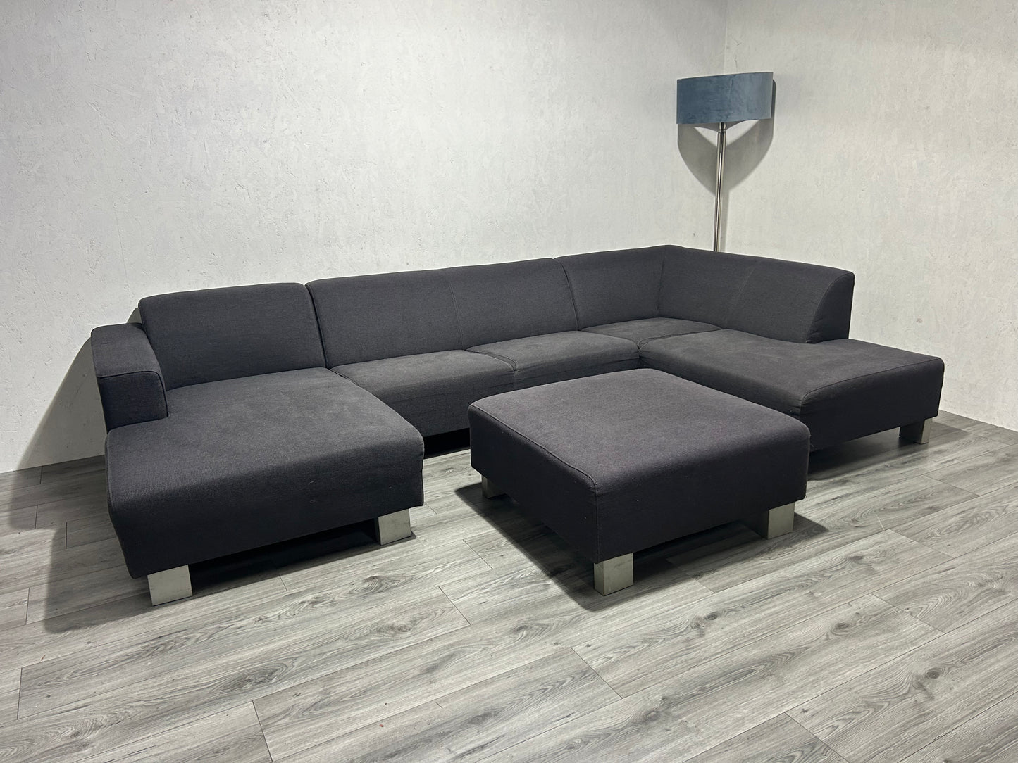 Antraciet U Bank Met Hocker ~ Vaste Kussens