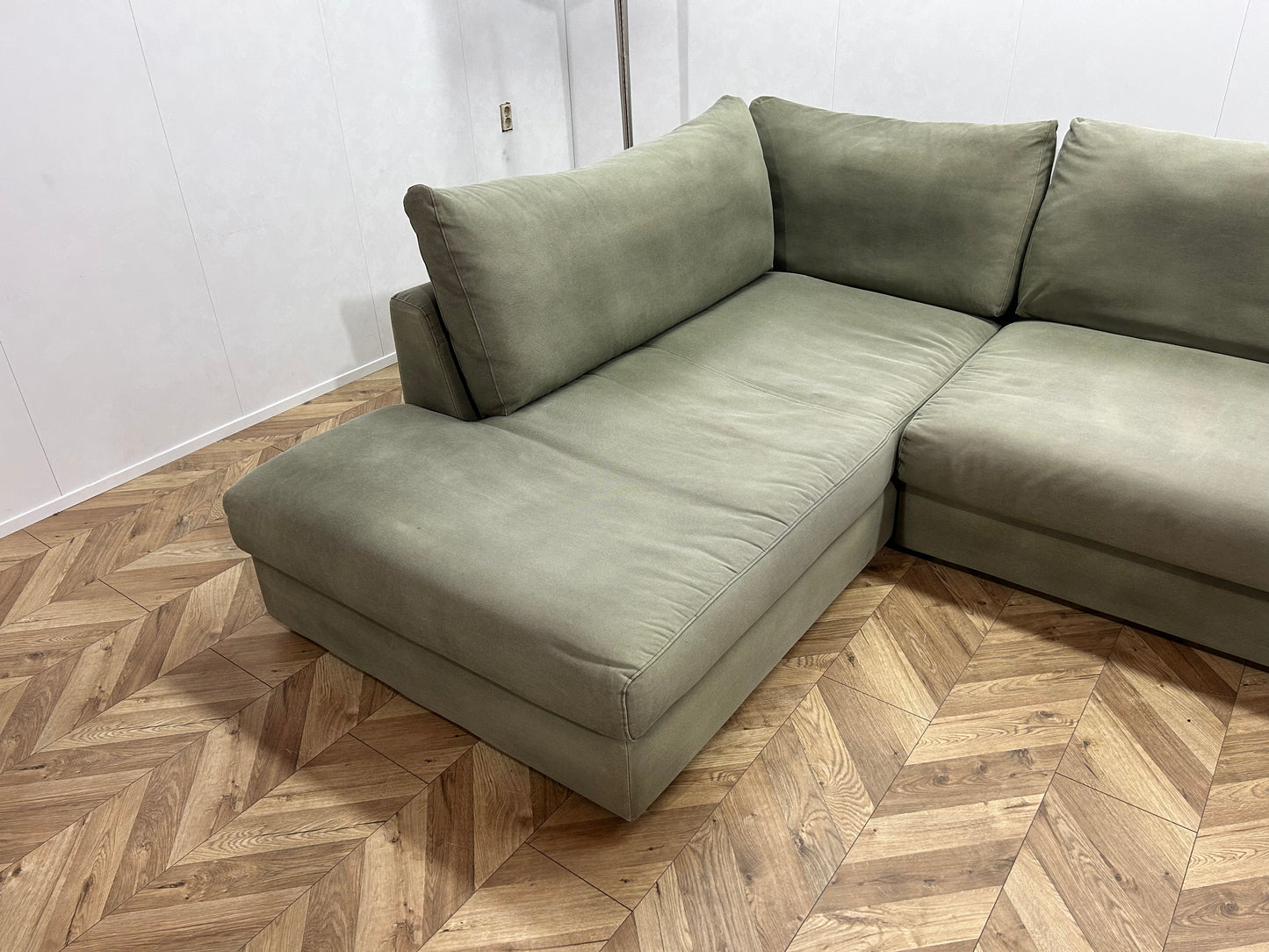Lifestyle Licht Grijs/Groene Hoekbank ~ Losse Kussens Met Afneembare Hoezen