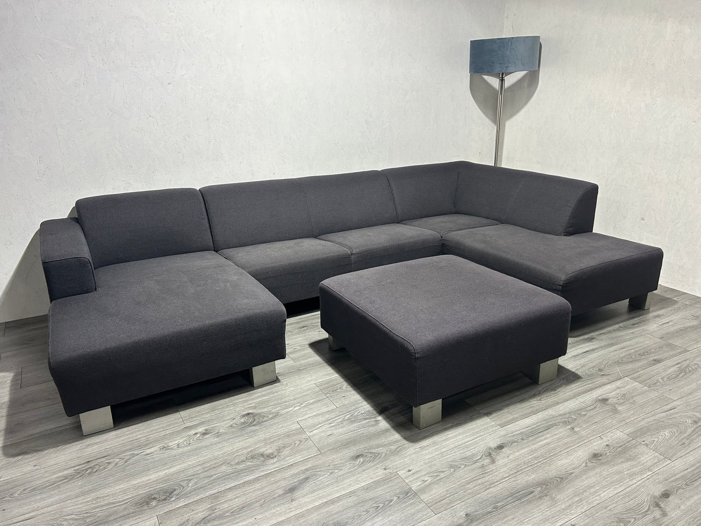 Antraciet U Bank Met Hocker ~ Vaste Kussens