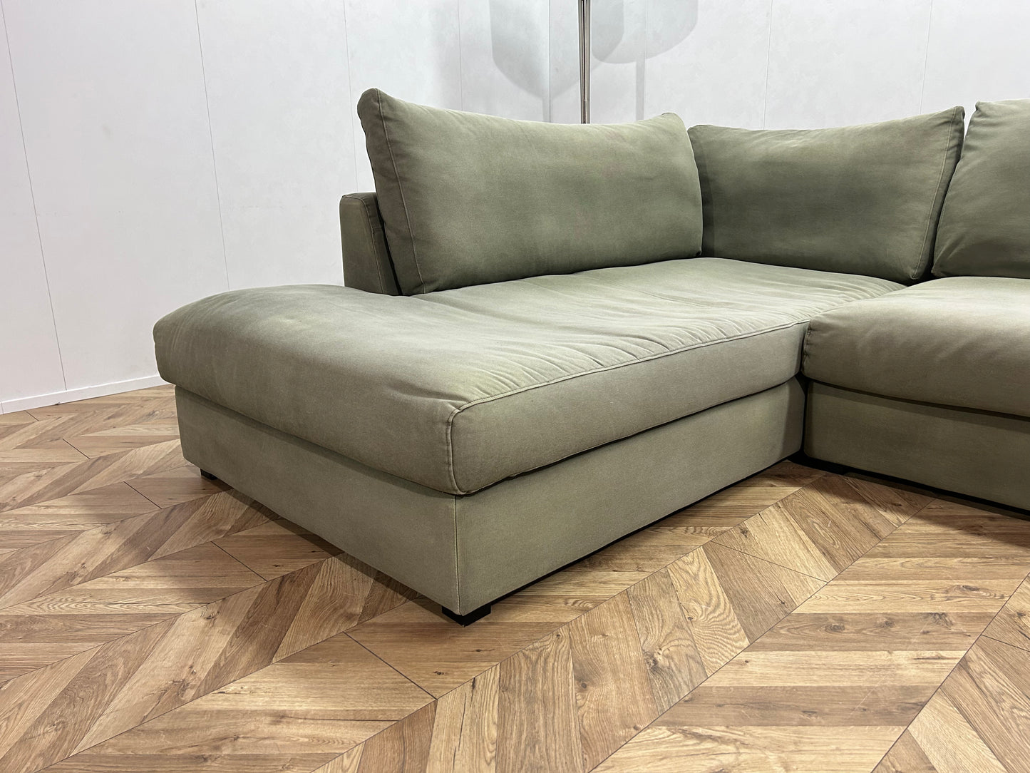 Lifestyle Licht Grijs/Groene Hoekbank ~ Losse Kussens Met Afneembare Hoezen