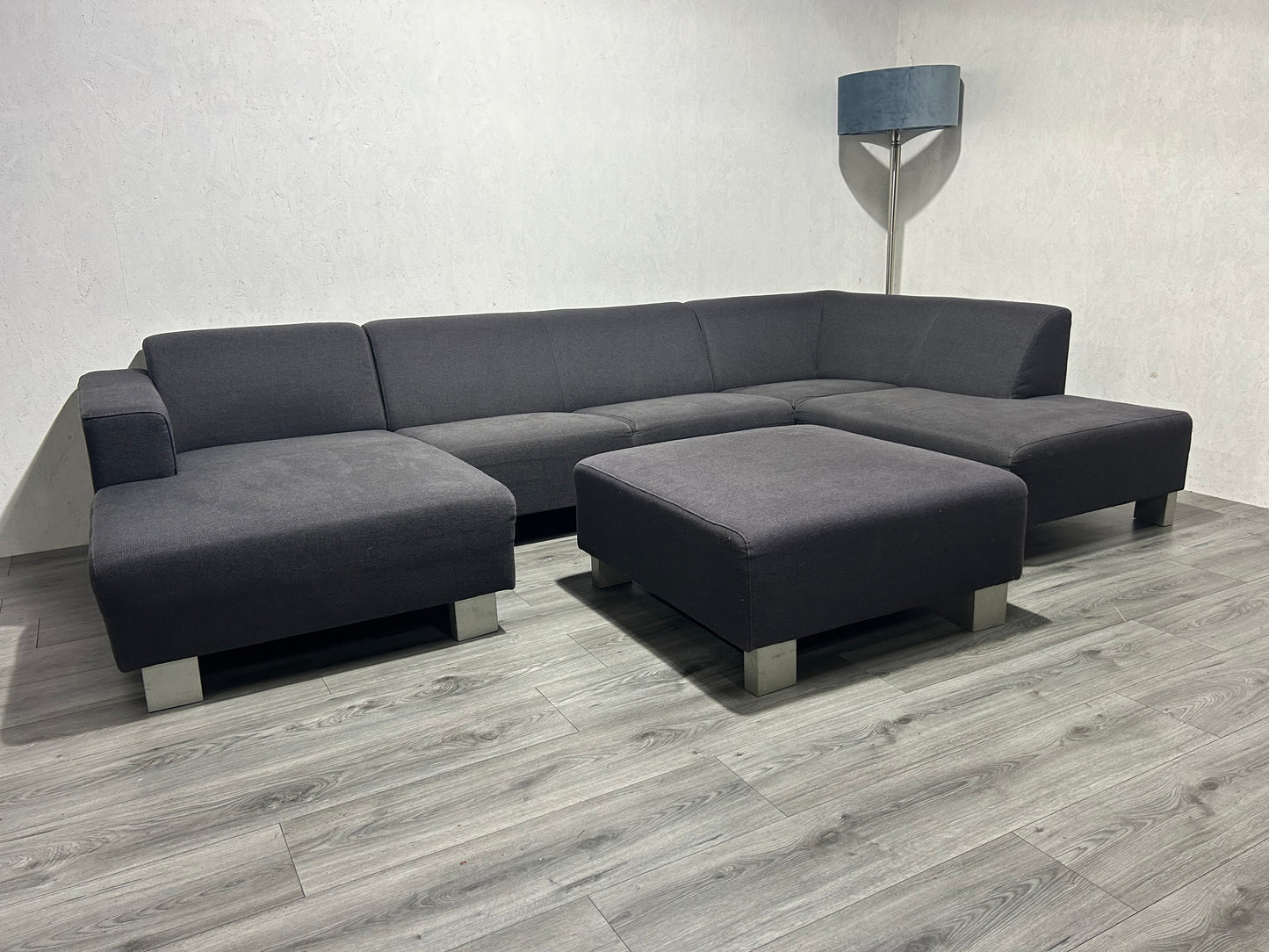 Antraciet U Bank Met Hocker ~ Vaste Kussens