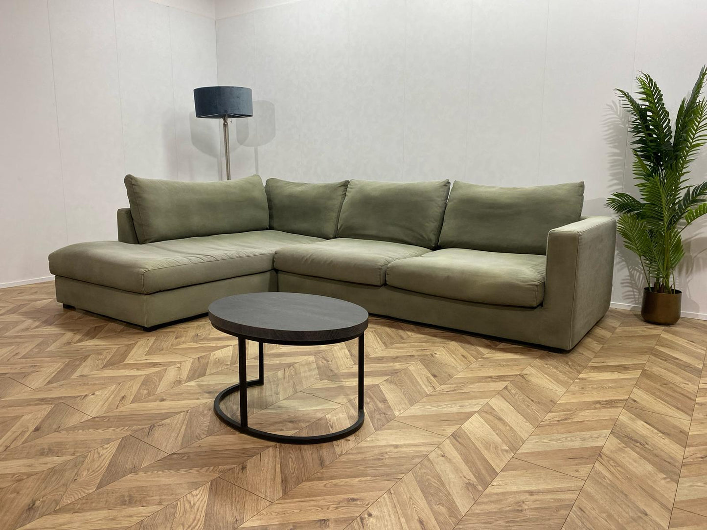 Lifestyle Licht Grijs/Groene Hoekbank ~ Losse Kussens Met Afneembare Hoezen