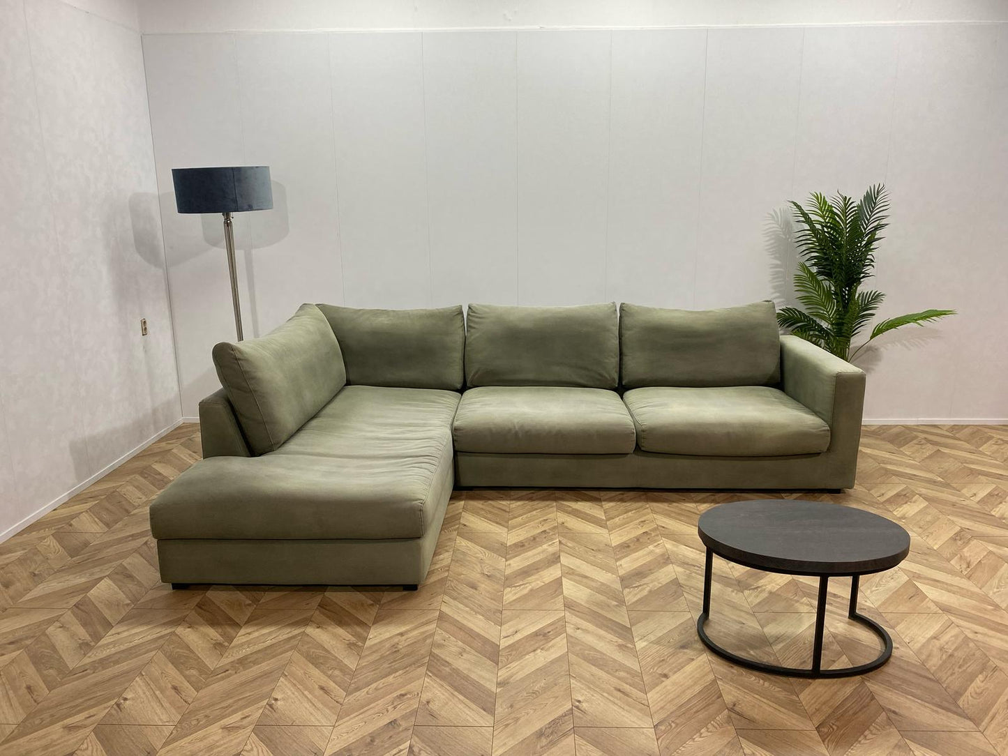 Lifestyle Licht Grijs/Groene Hoekbank ~ Losse Kussens Met Afneembare Hoezen