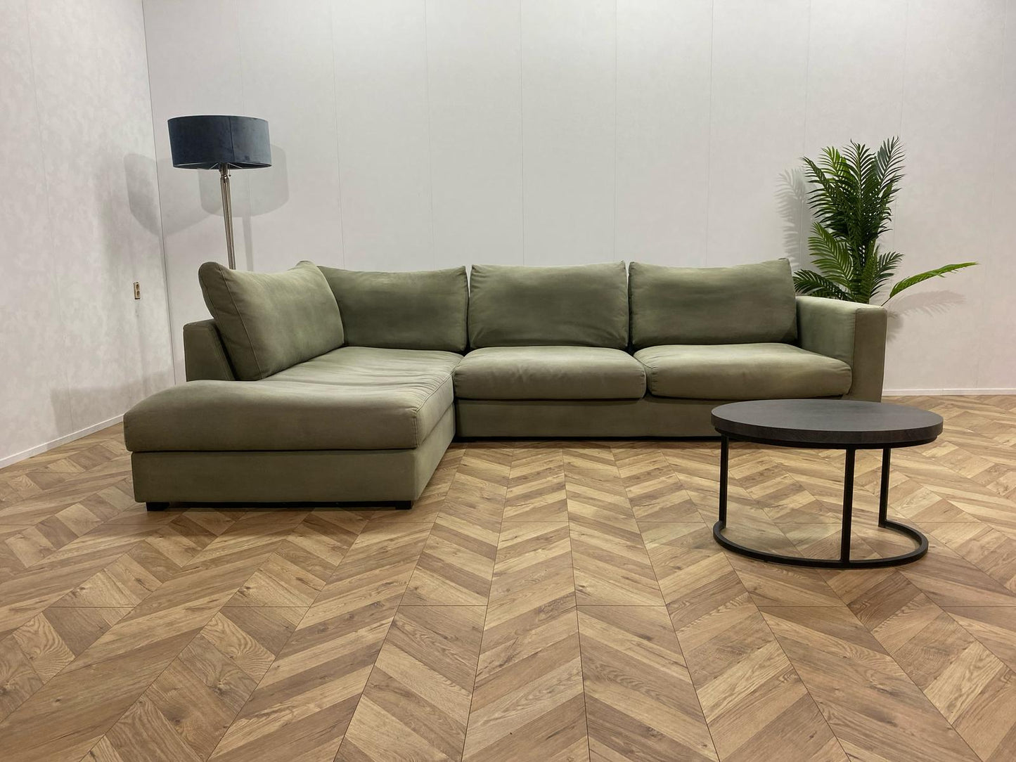 Lifestyle Licht Grijs/Groene Hoekbank ~ Losse Kussens Met Afneembare Hoezen