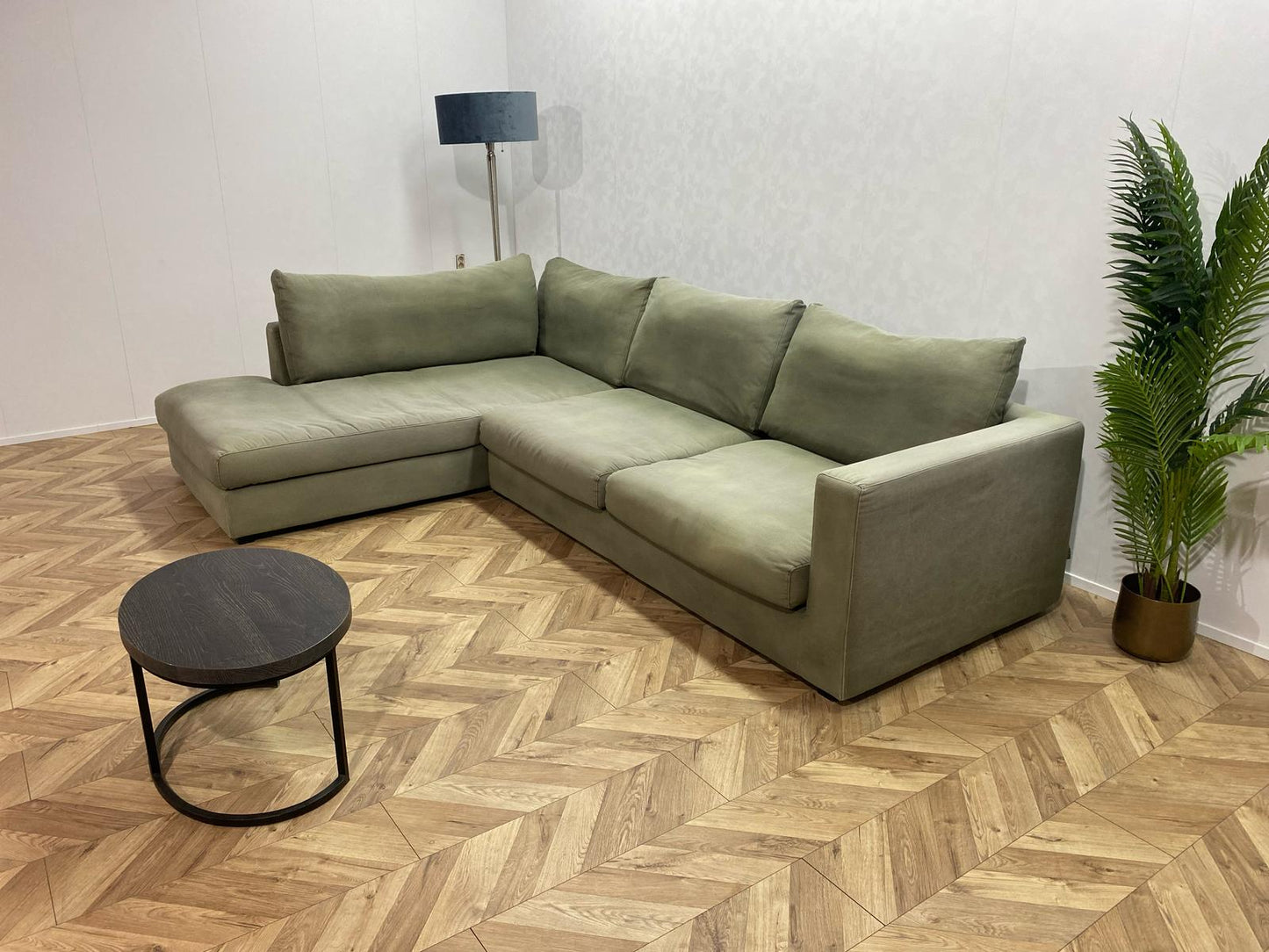 Lifestyle Licht Grijs/Groene Hoekbank ~ Losse Kussens Met Afneembare Hoezen