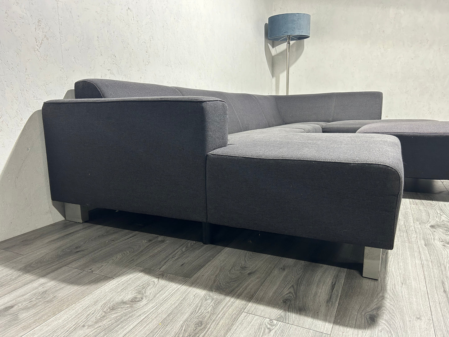 Antraciet U Bank Met Hocker ~ Vaste Kussens