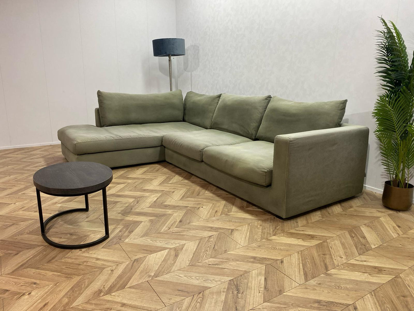Lifestyle Licht Grijs/Groene Hoekbank ~ Losse Kussens Met Afneembare Hoezen