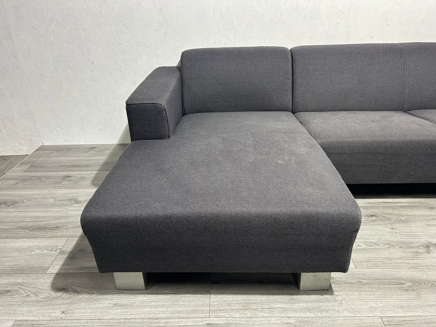 Antraciet U Bank Met Hocker ~ Vaste Kussens