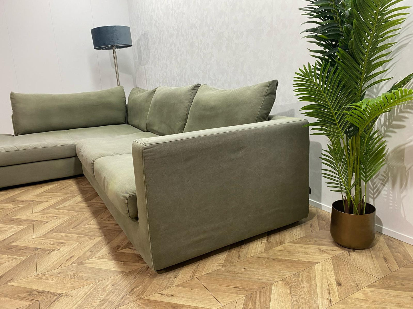 Lifestyle Licht Grijs/Groene Hoekbank ~ Losse Kussens Met Afneembare Hoezen