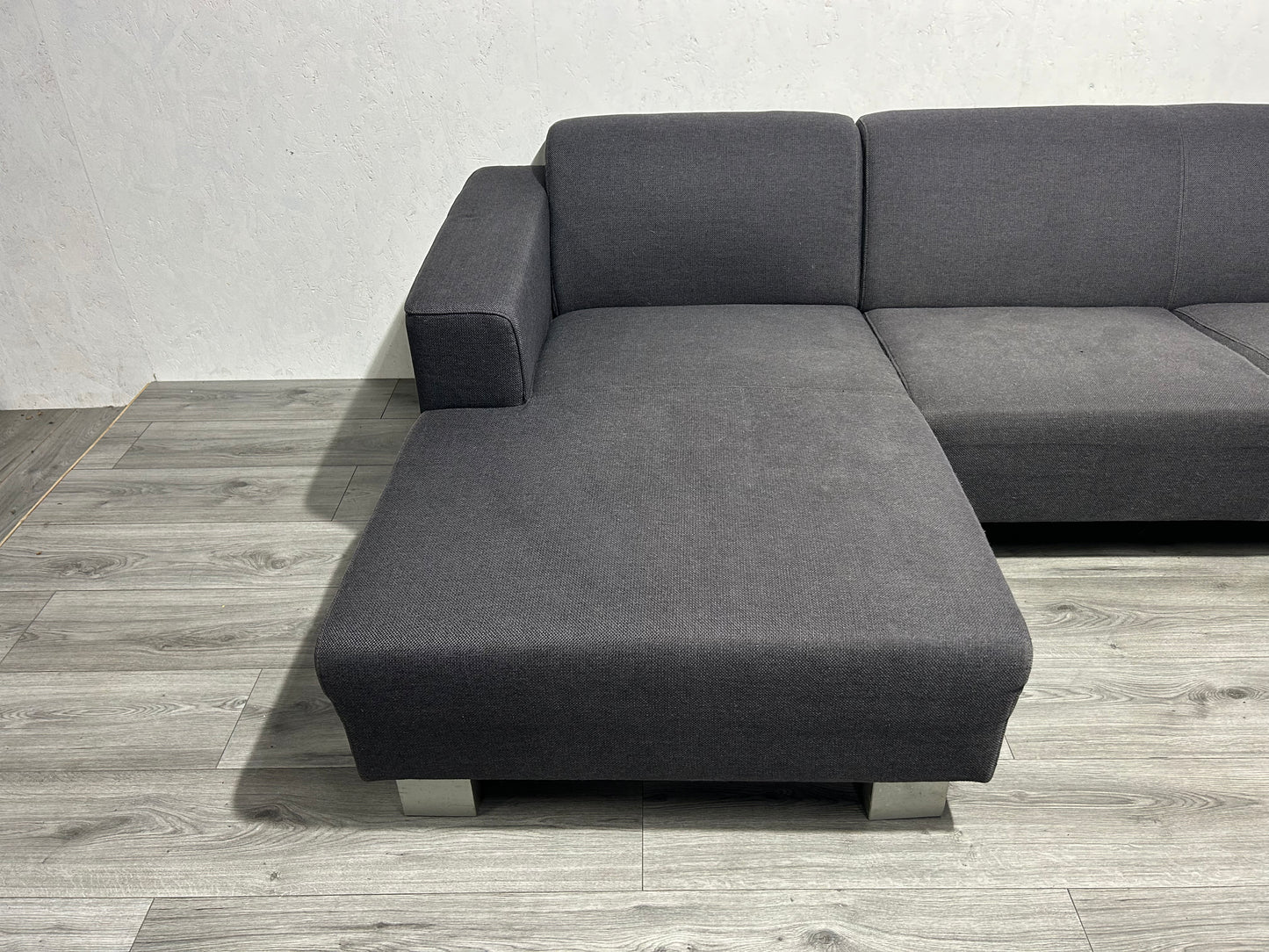 Antraciet U Bank Met Hocker ~ Vaste Kussens