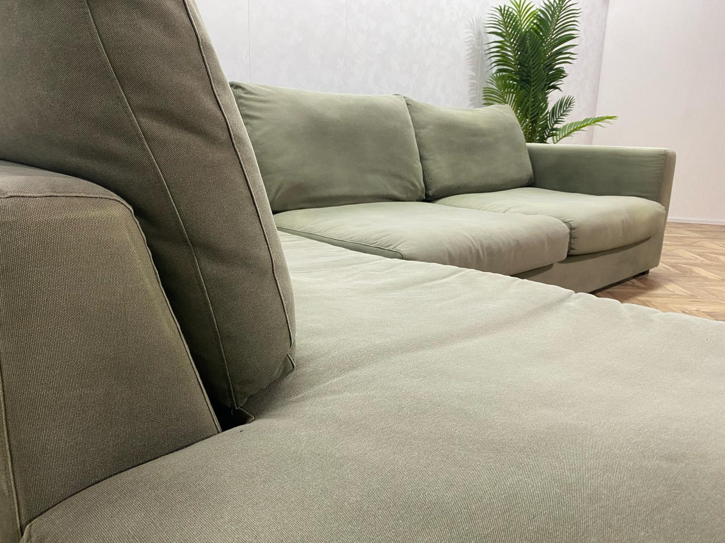 Lifestyle Licht Grijs/Groene Hoekbank ~ Losse Kussens Met Afneembare Hoezen
