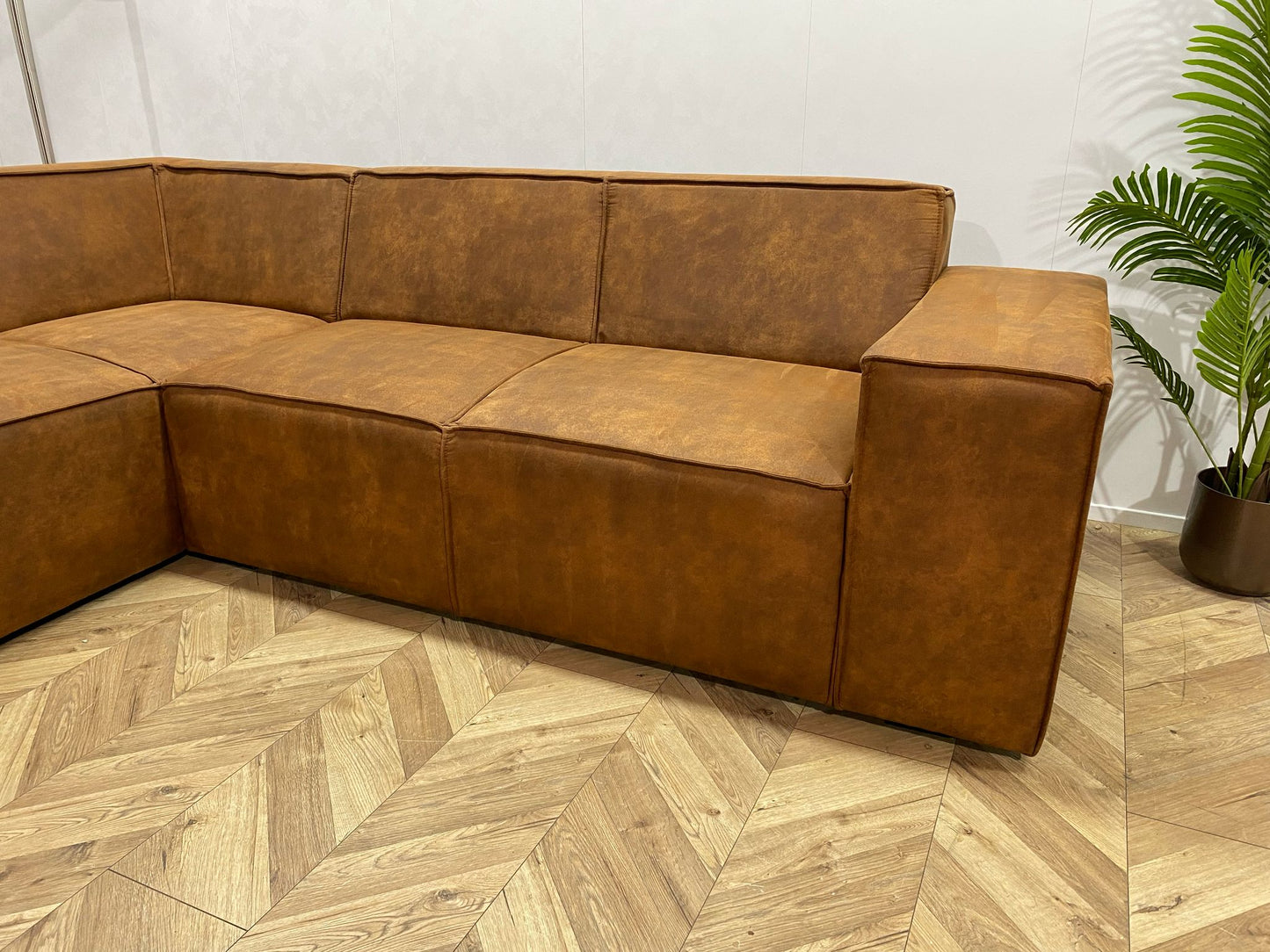 Cognac Bruine Hoekbank ~ Nieuwstaat