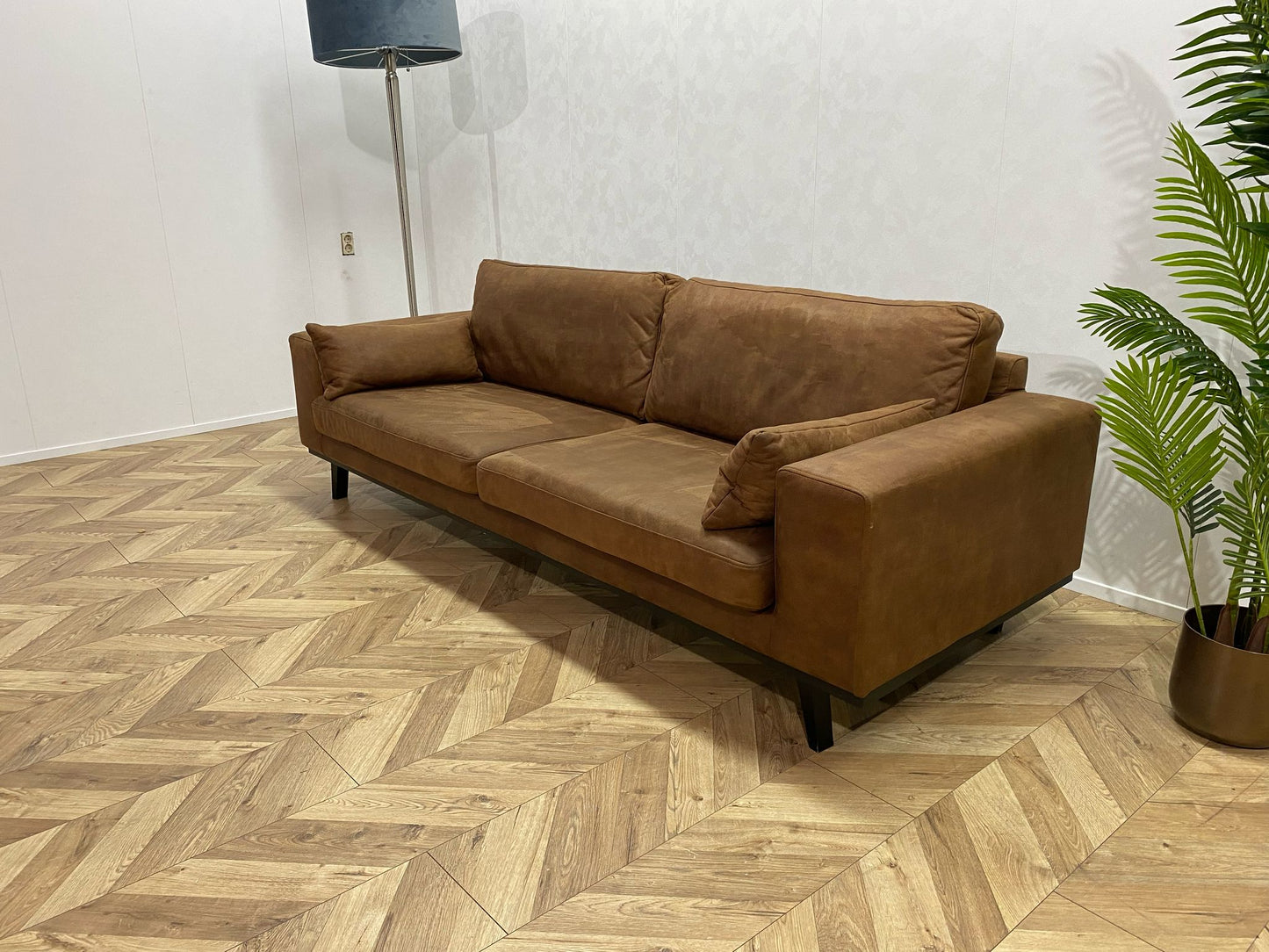Cognac Bruine 2,5-Zits Bank ~ Losse Kussens Met Afneembare Hoezen