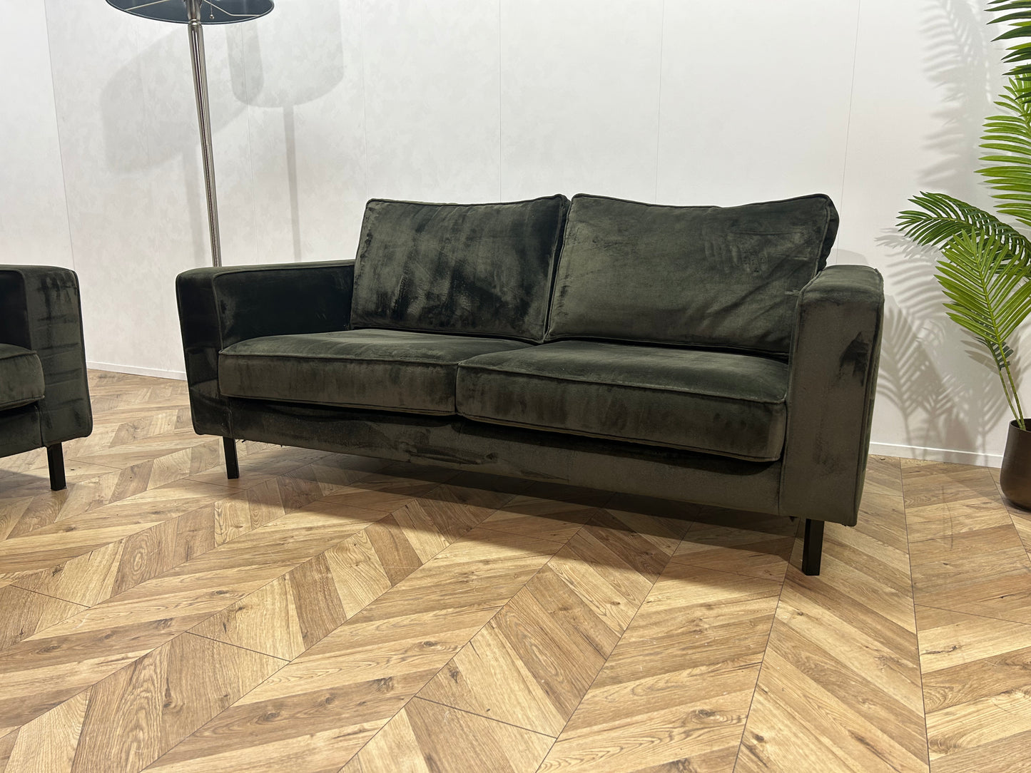 WOOOD Donker Groene Velvet Banken Set ~ Nieuwstaat