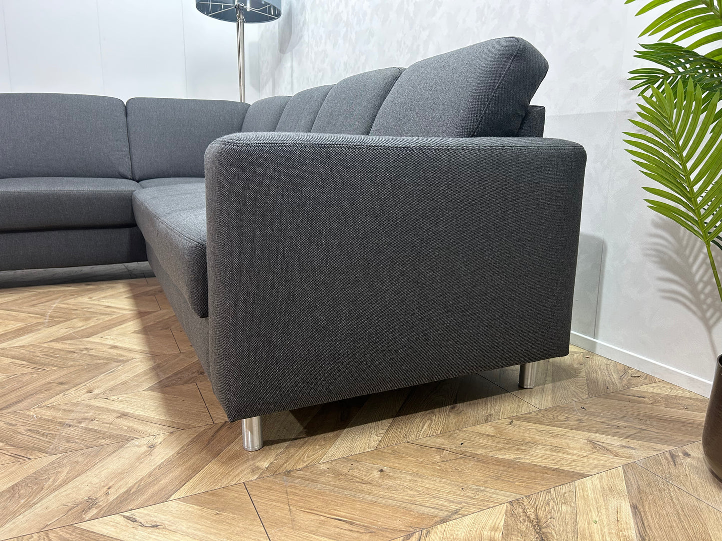 Antraciet Hoekbank Inc. Hocker ~ Vaste Kussens