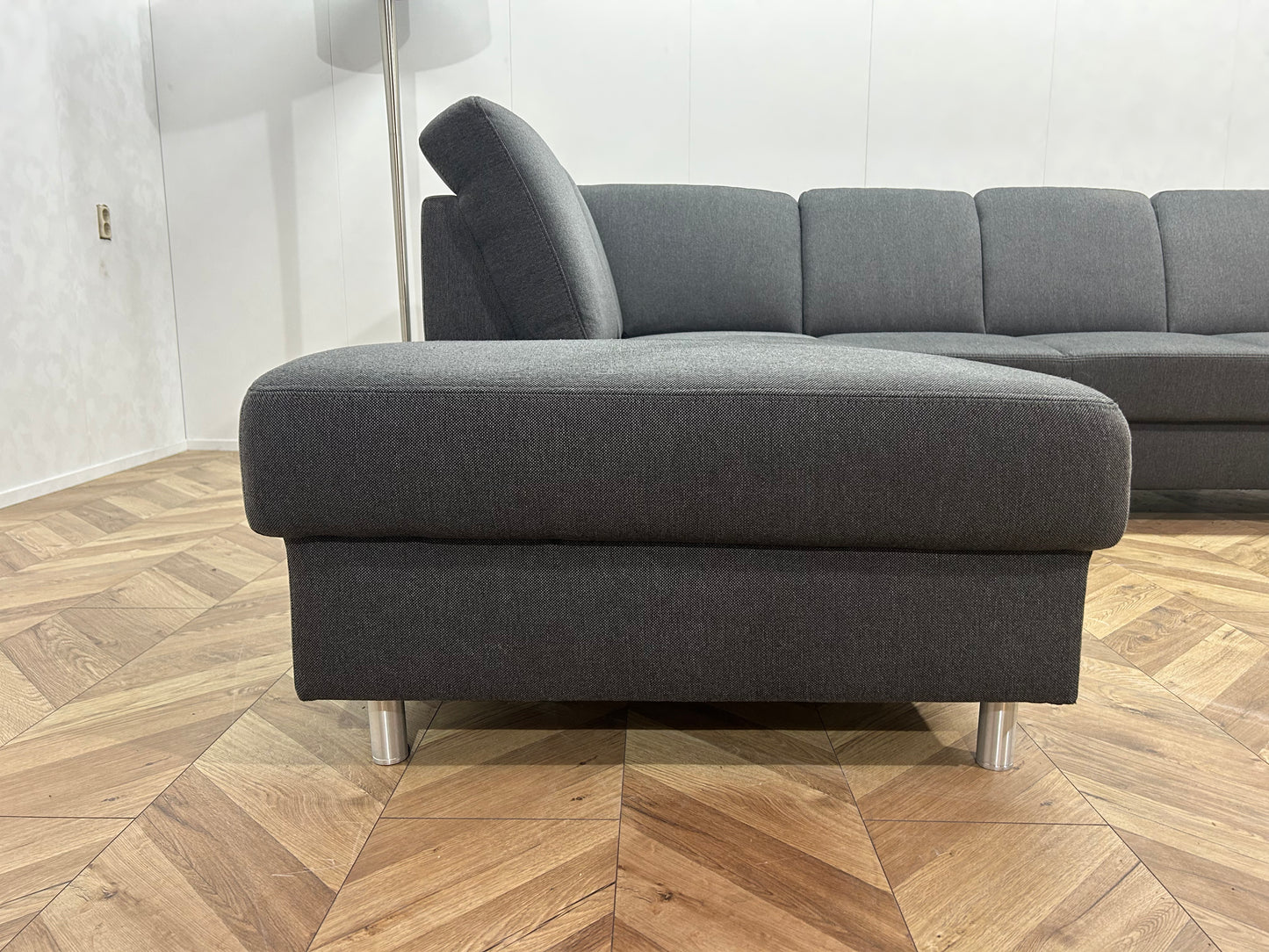 Antraciet Hoekbank Inc. Hocker ~ Vaste Kussens