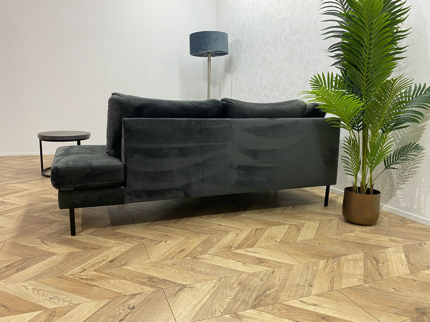 Antraciet Velvet Hoekbank ~ Nieuwstaat