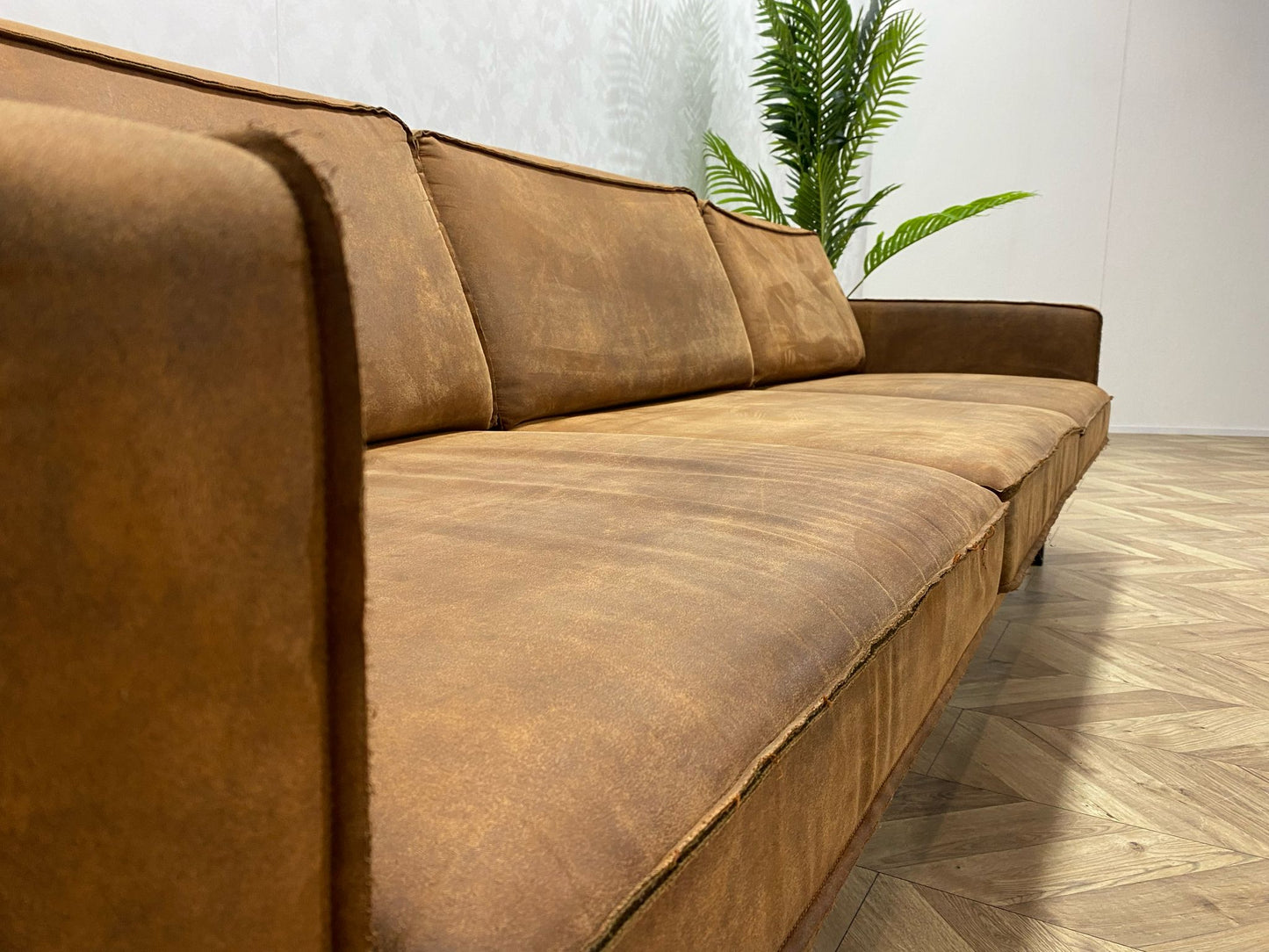 Cognac Bruine 3-Zits Bank Inc. Hocker
