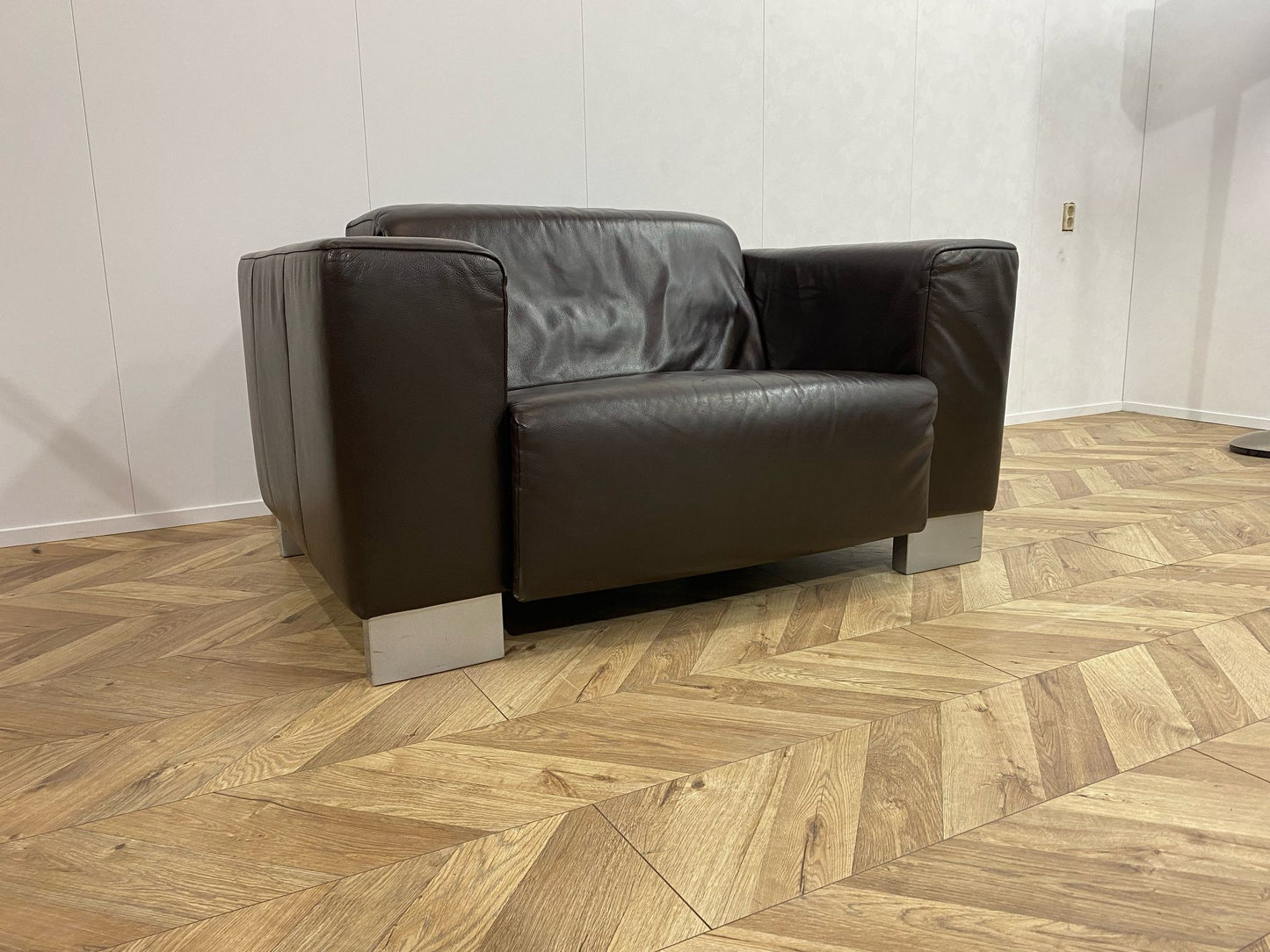 Zwarte Echt Lederen 2,5-Zits Bank Inc. Fauteuil
